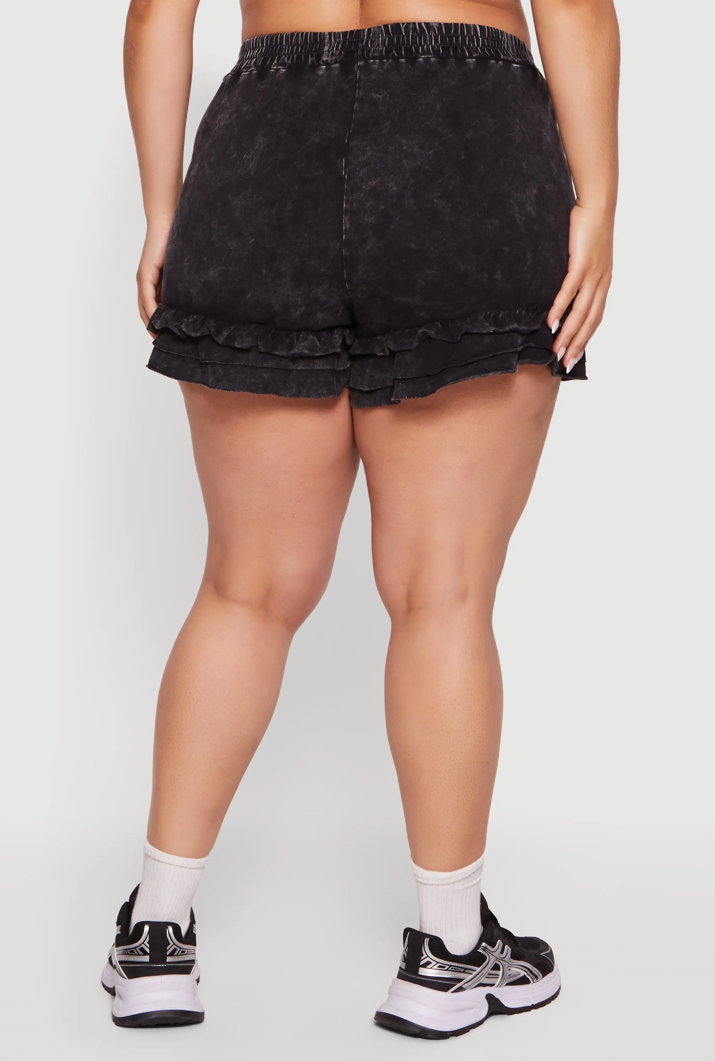 Plus Size Acid Wash Ruffle Trim Shorts sold by Rainbow product image thumbnail 5