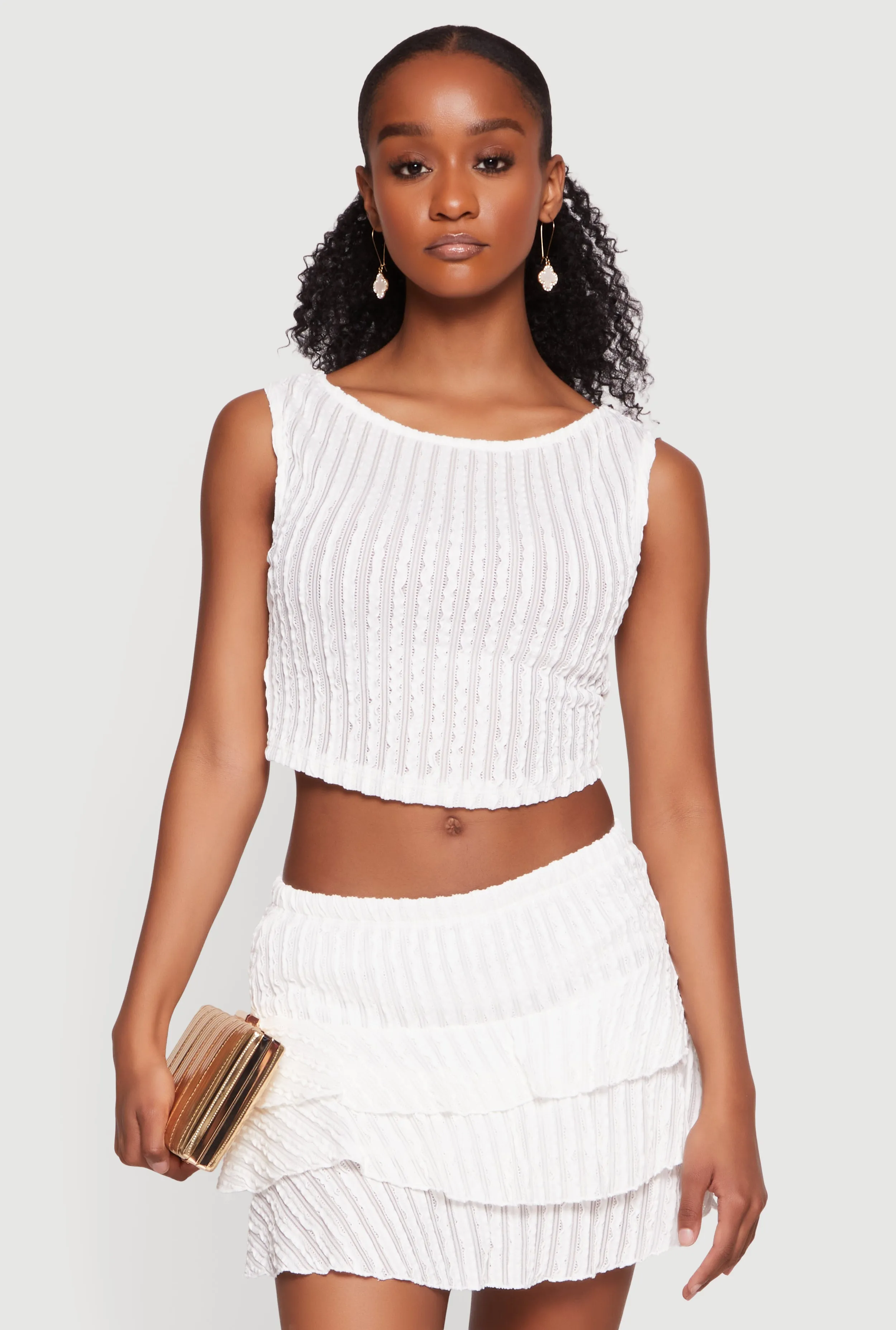 Sleeveless Textured Knit Solid Crop Top sold by Rainbow product image thumbnail 2