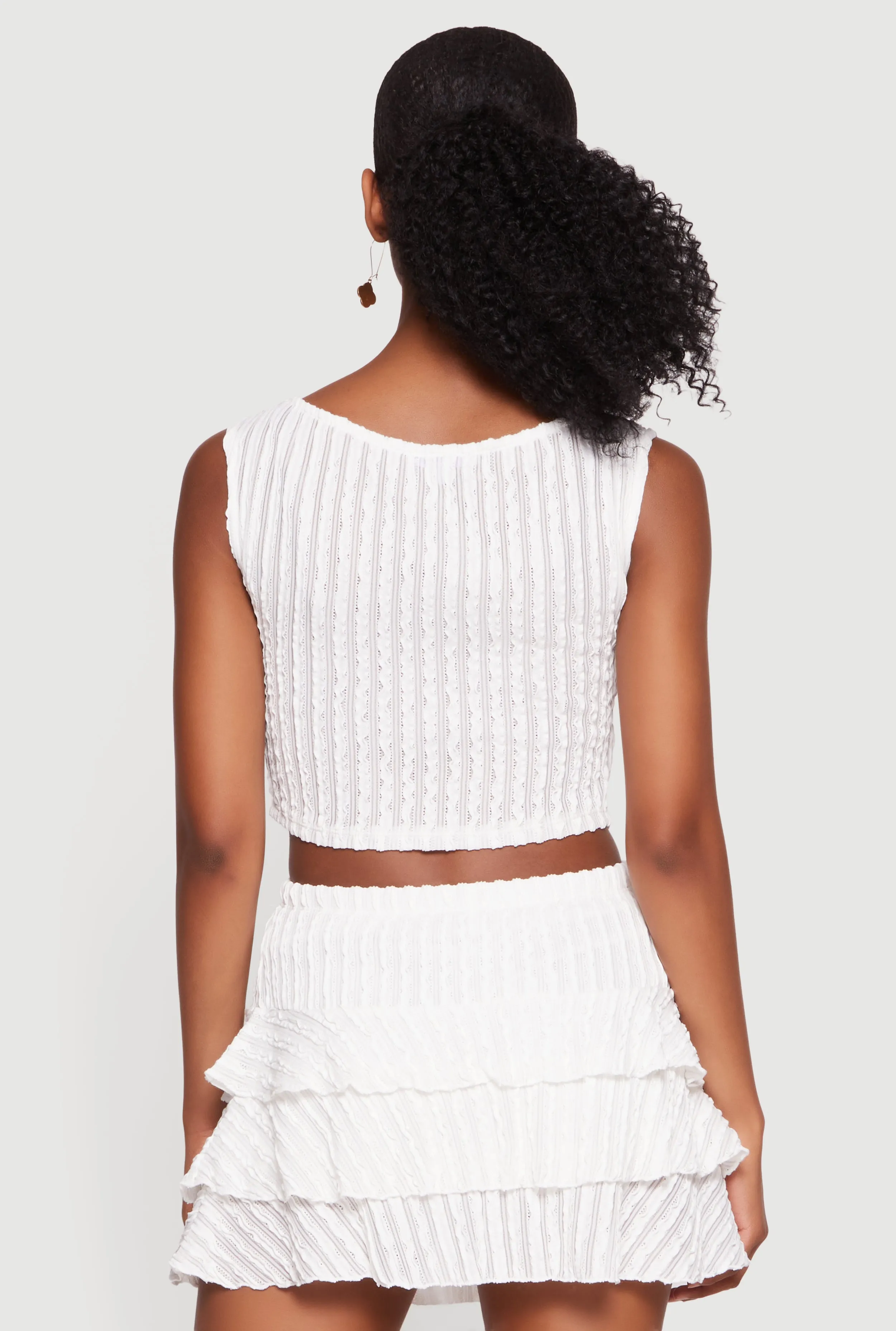 Sleeveless Textured Knit Solid Crop Top sold by Rainbow product image thumbnail 5