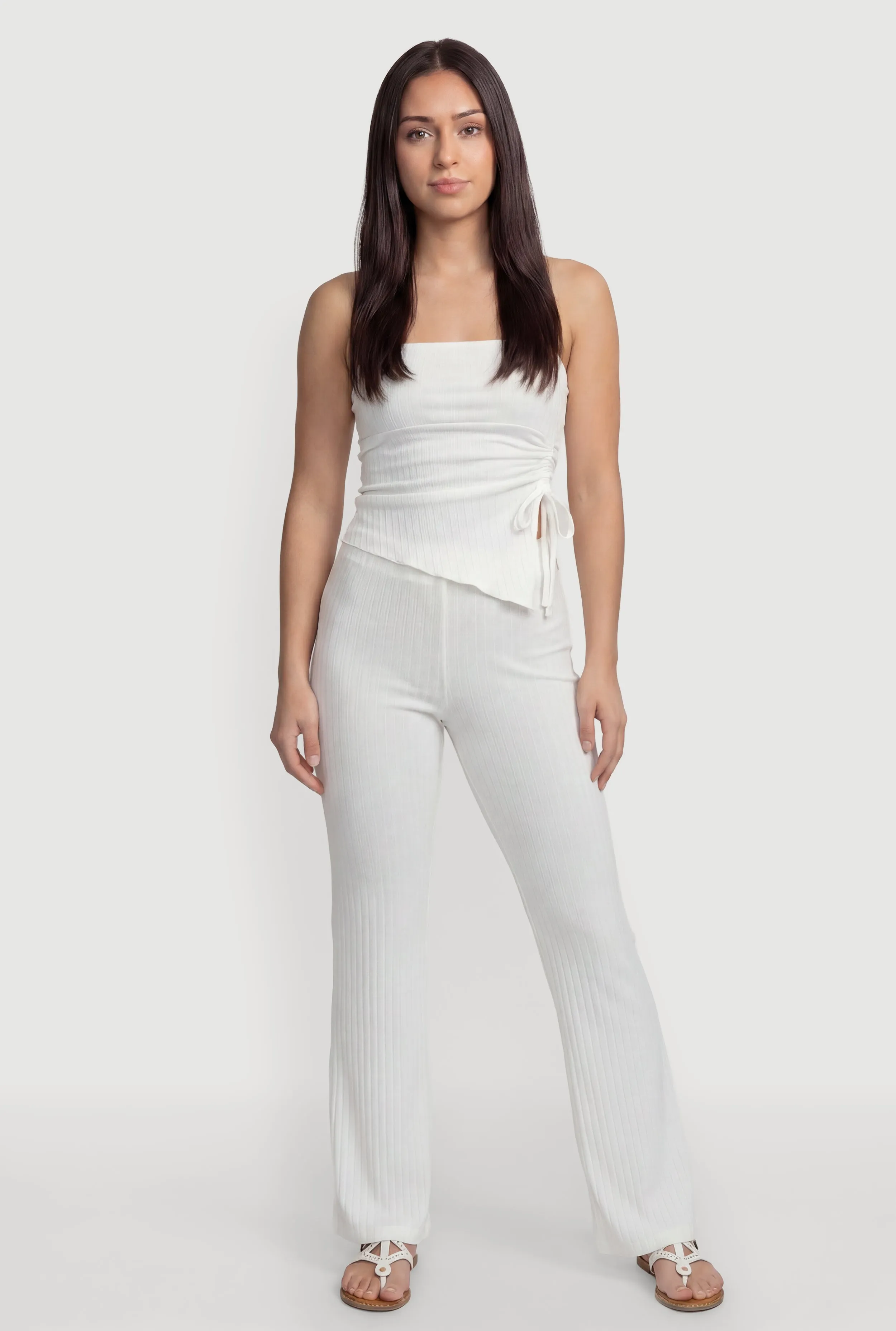 High Waisted Ribbed Knit Pull On Flare Pants sold by Rainbow product image thumbnail 3
