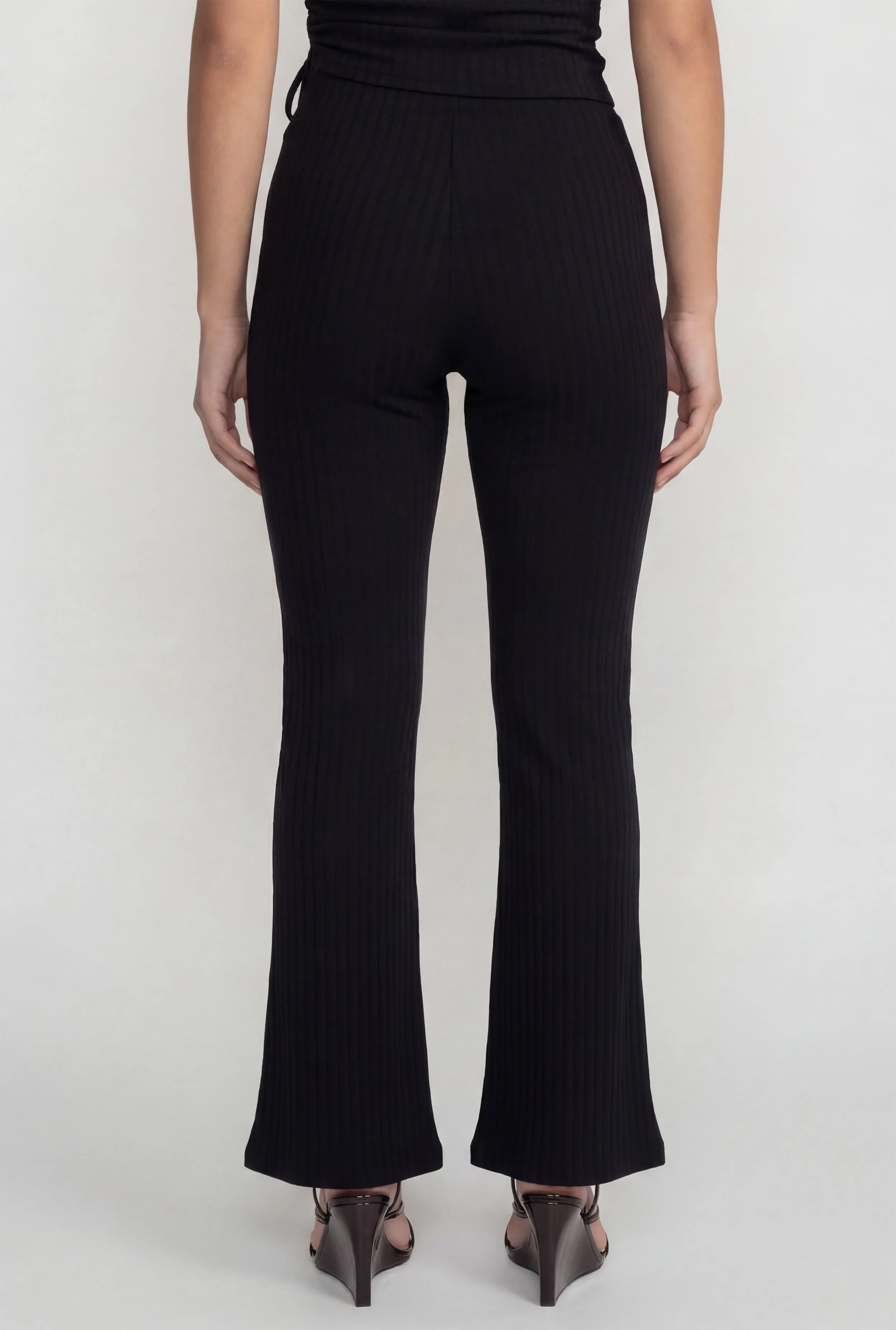 High Waisted Ribbed Knit Pull On Flare Pants sold by Rainbow product image thumbnail 5
