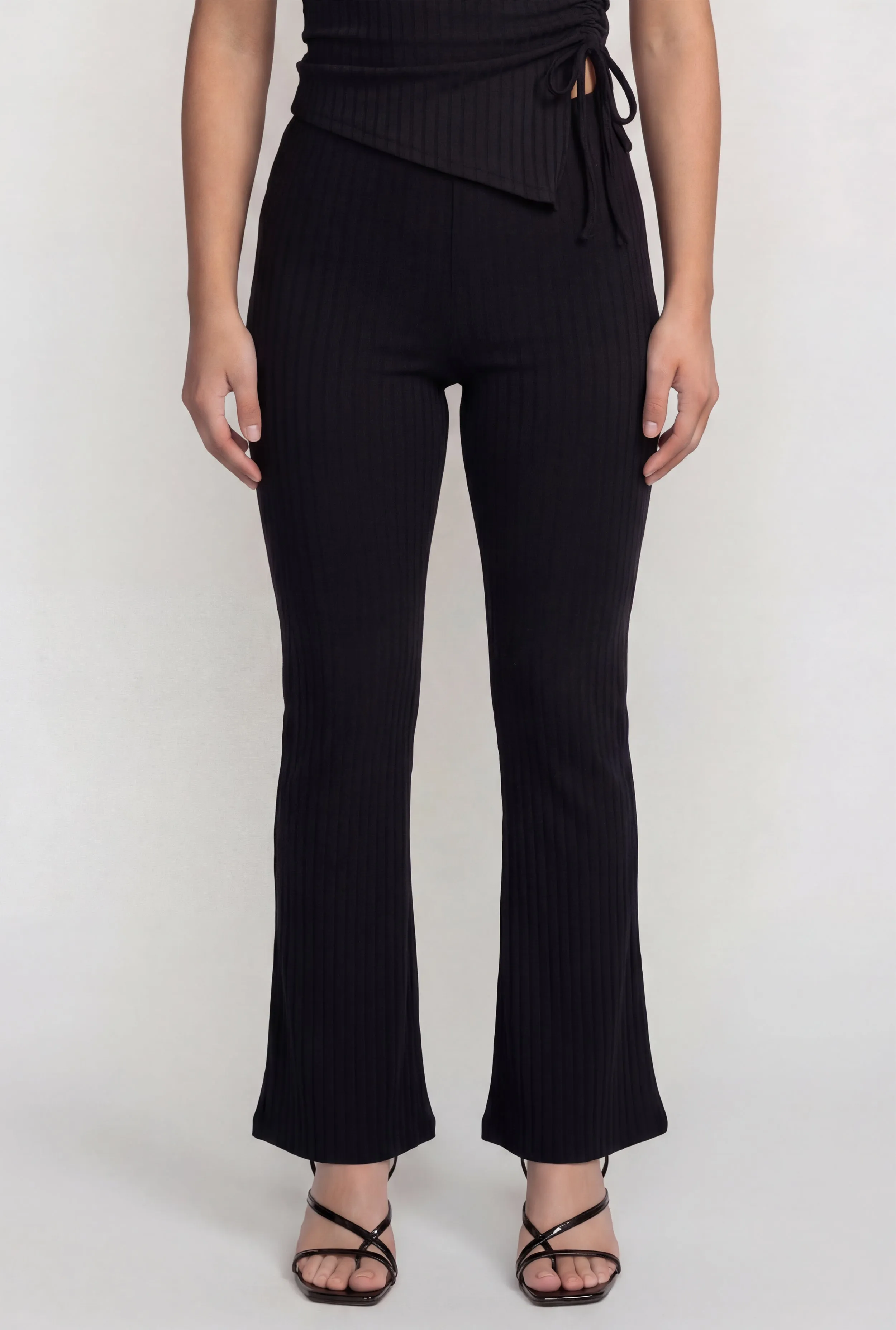 High Waisted Ribbed Knit Pull On Flare Pants sold by Rainbow product image thumbnail 3