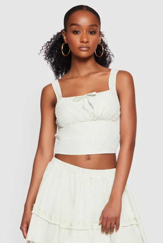 Sleeveless Tie Front Square Neck Crop Top made by iris