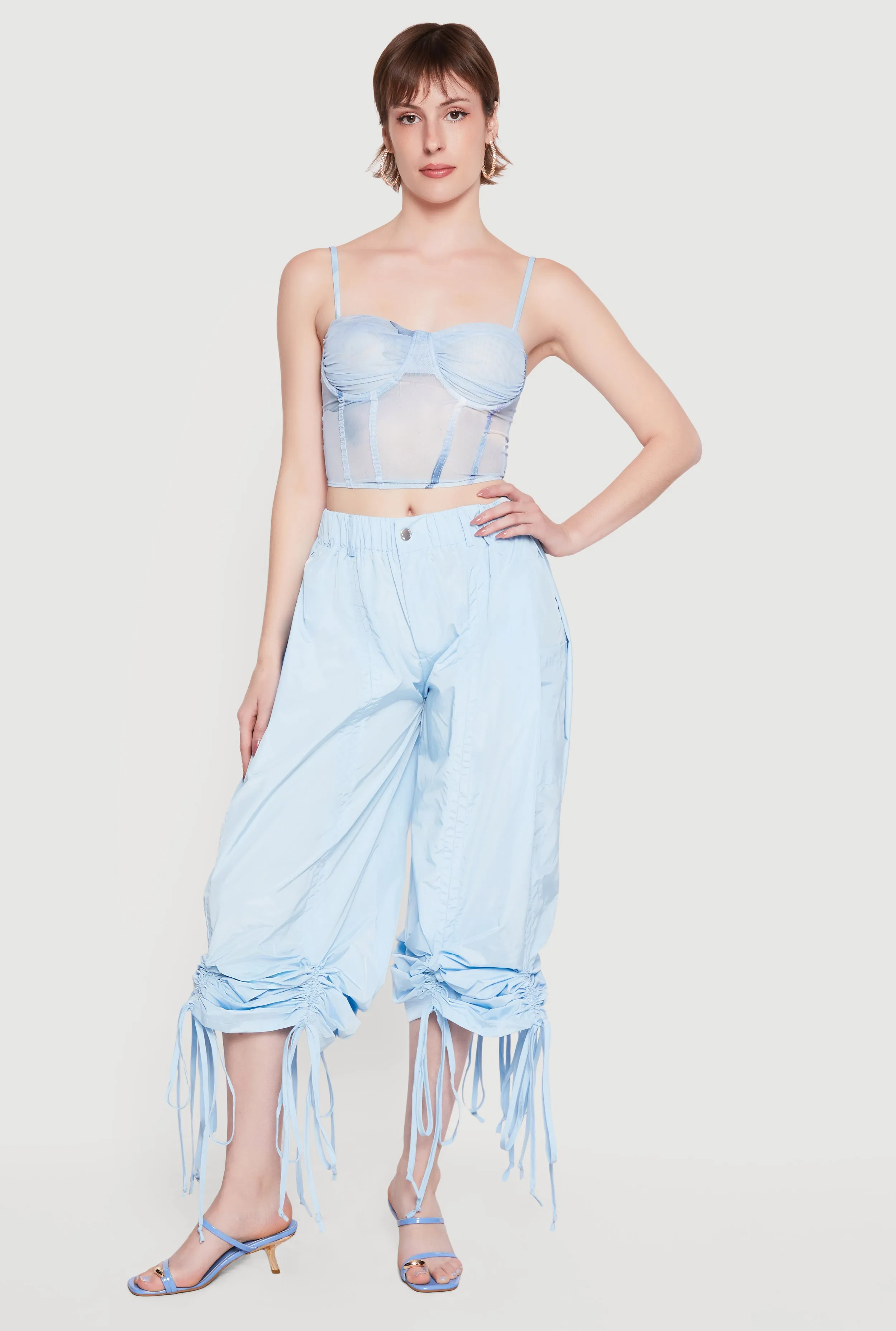 Patterned Mesh Bustier Crop Top sold by Rainbow
