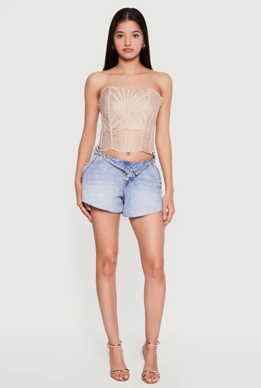 Lace Up Back Eyelet Mesh Corset Top made by iris