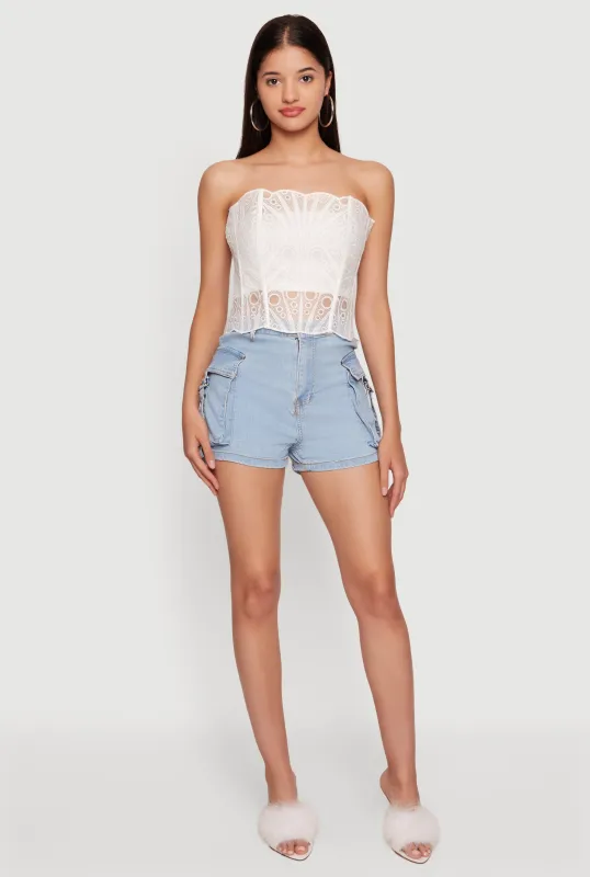 Lace Up Back Eyelet Mesh Corset Top made by iris