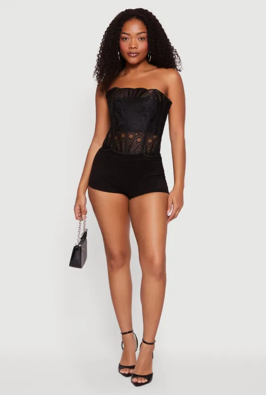Lace Up Back Eyelet Mesh Corset Top made by iris