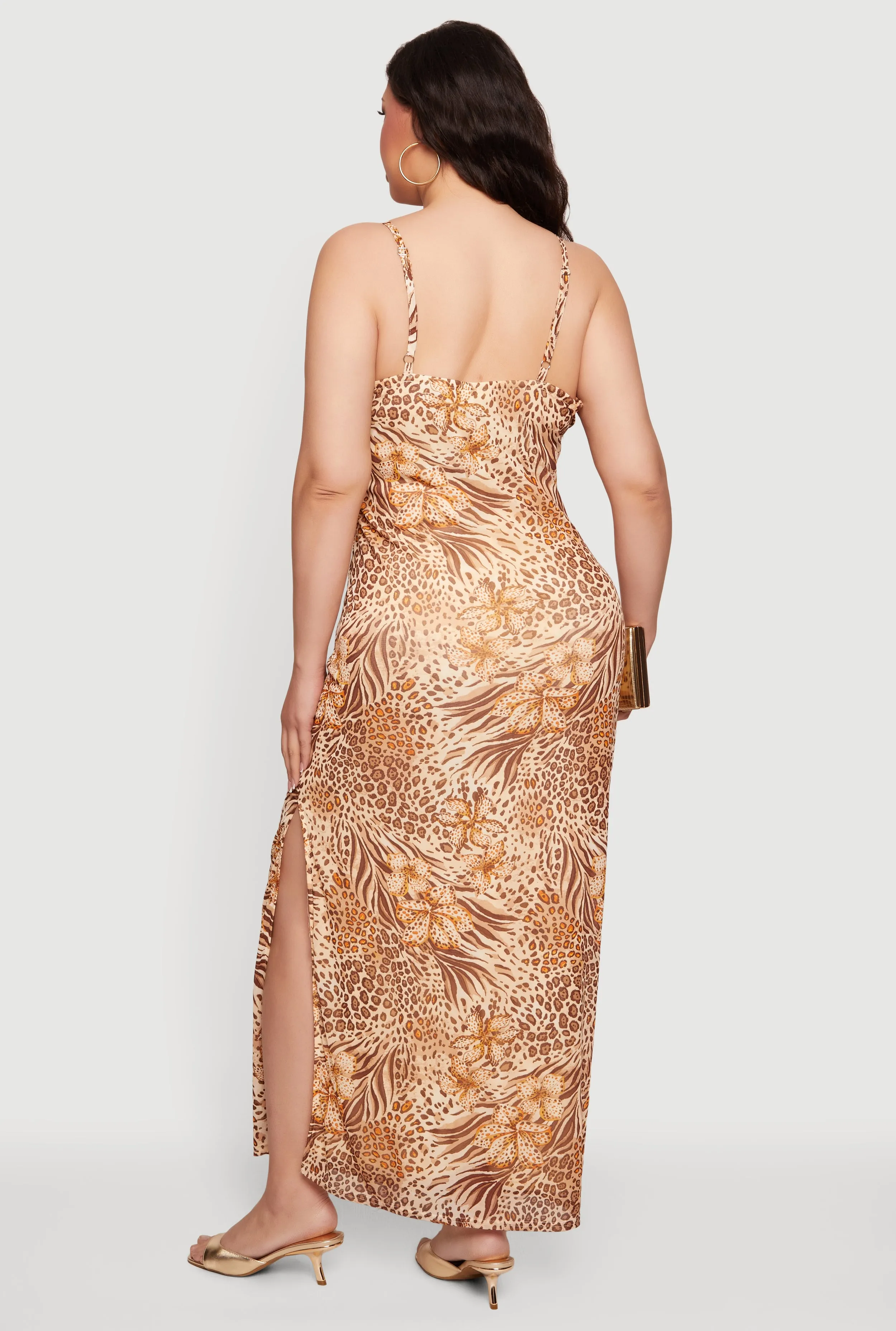 Plus Size Floral and Animal Print Cami Maxi Dress sold by Rainbow product image thumbnail 3