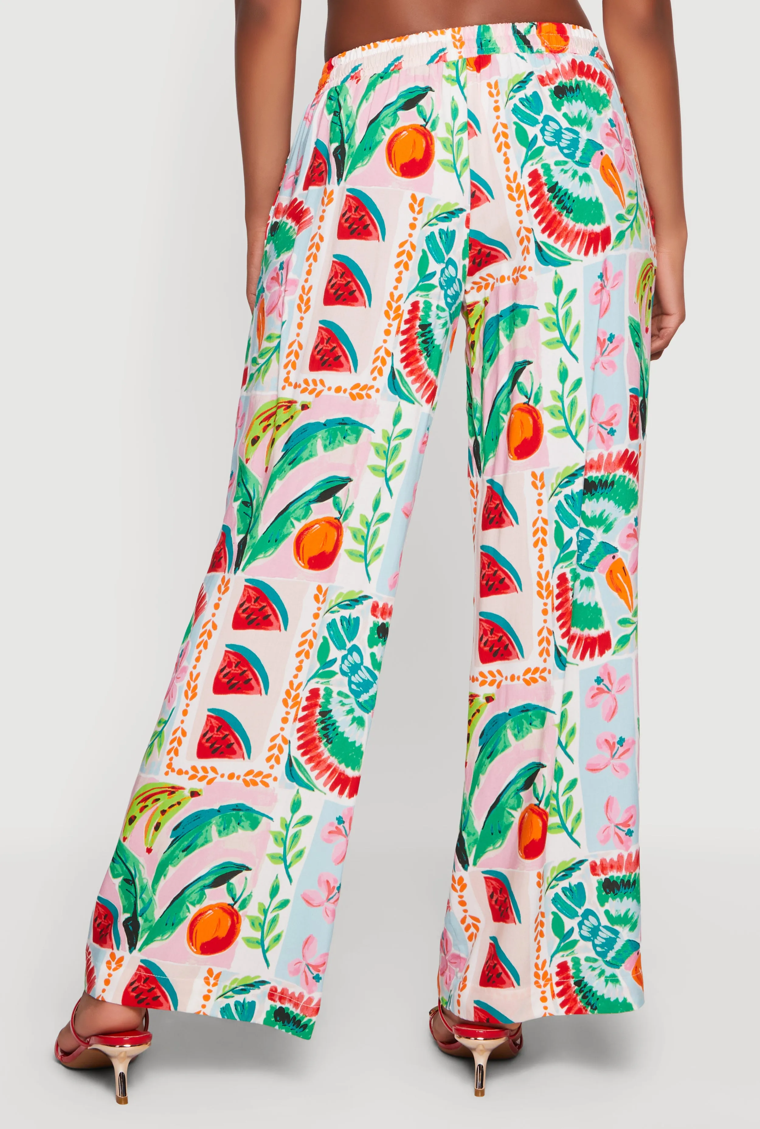 Tropical Floral Fruit Print Wide Leg Pants sold by Rainbow product image thumbnail 5