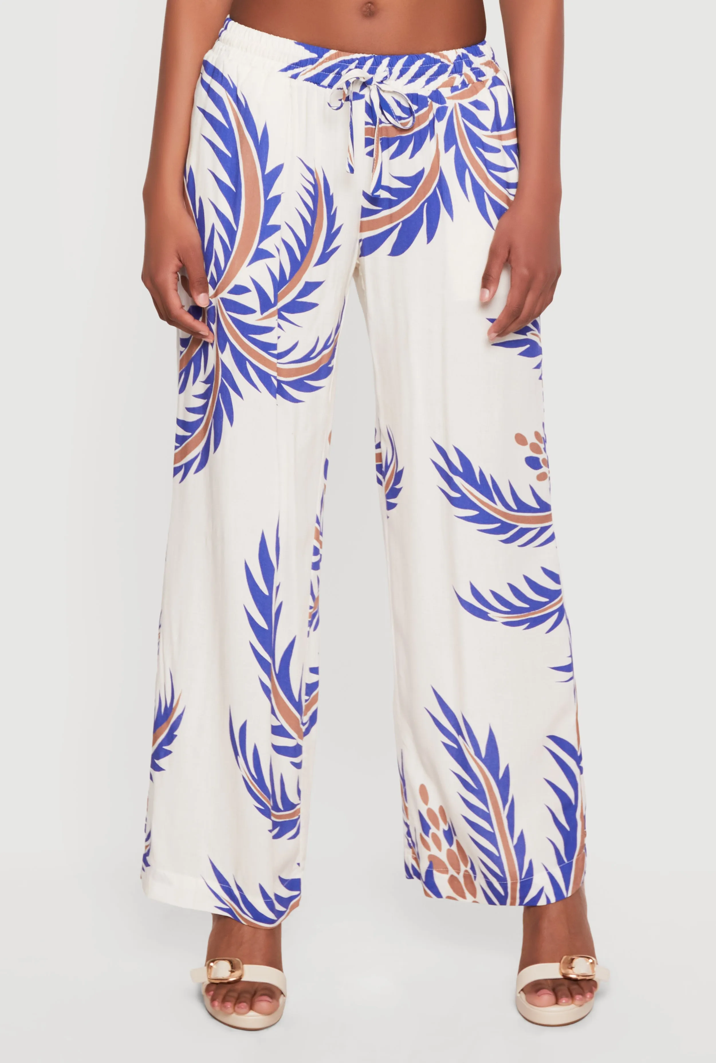 Abstract Palm Leaf Print Wide Leg Pants sold by Rainbow product image thumbnail 3