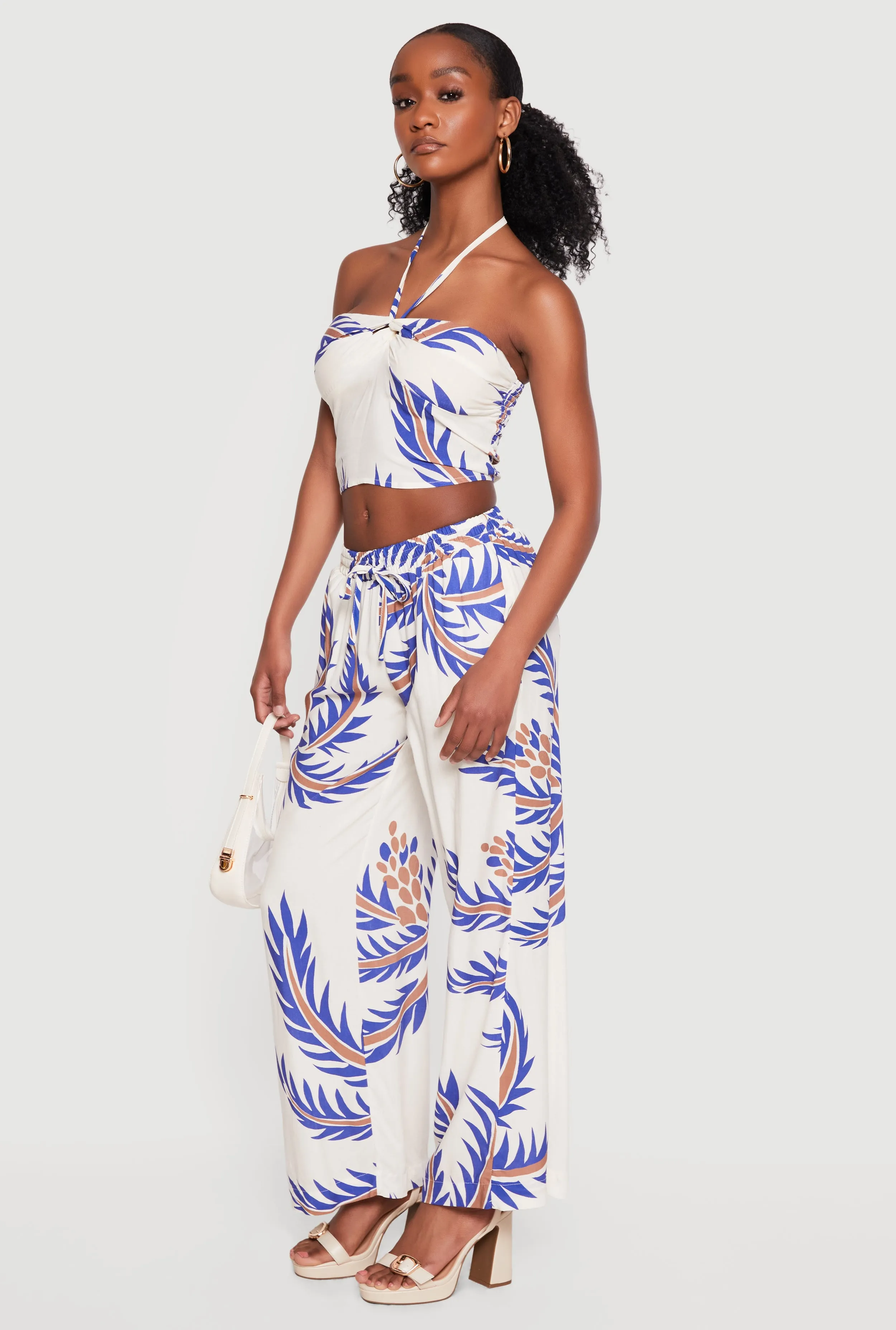 Abstract Palm Leaf Print Wide Leg Pants sold by Rainbow product image thumbnail 2
