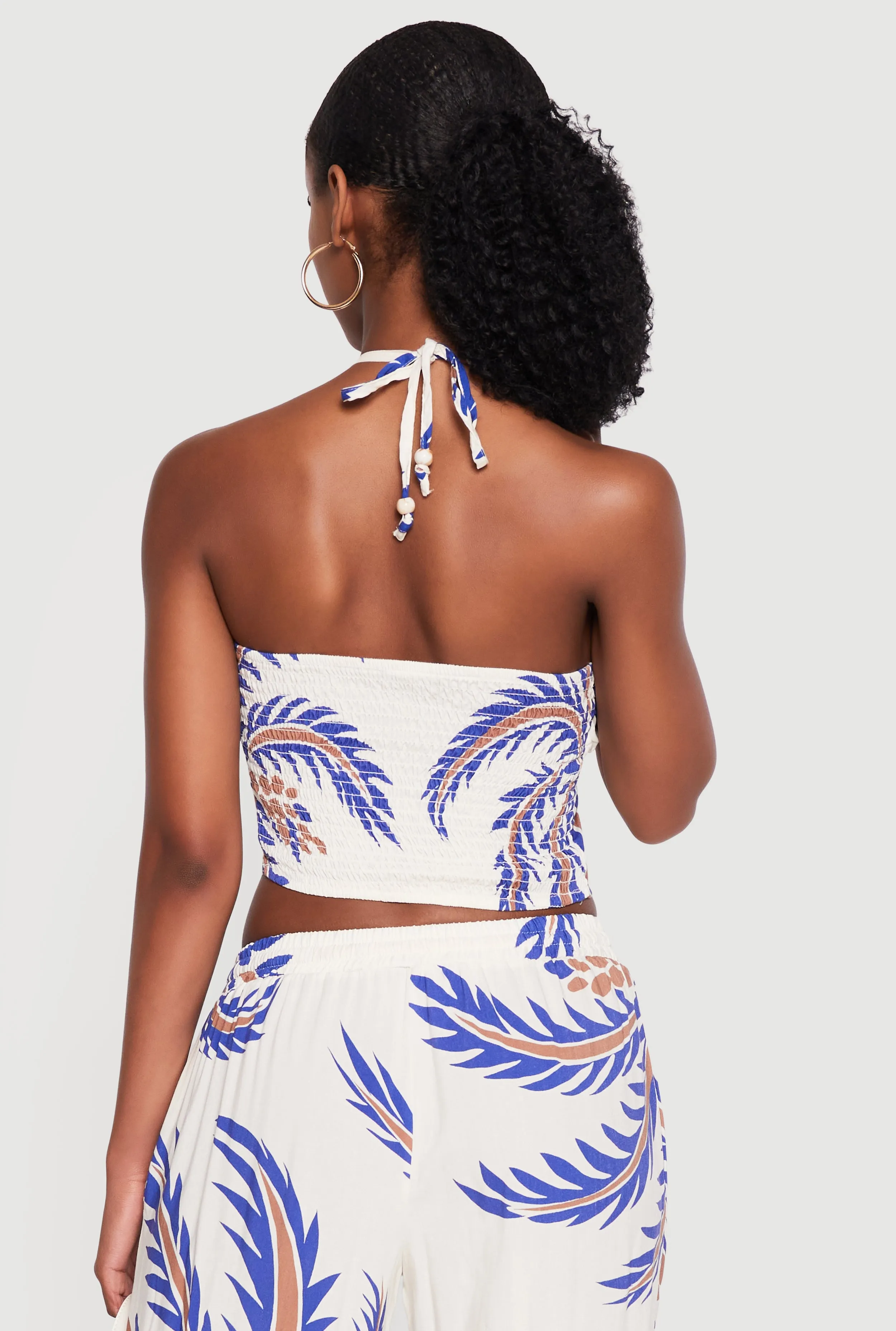 Abstract Palm Leaf Print Halter Crop Top sold by Rainbow product image thumbnail 5