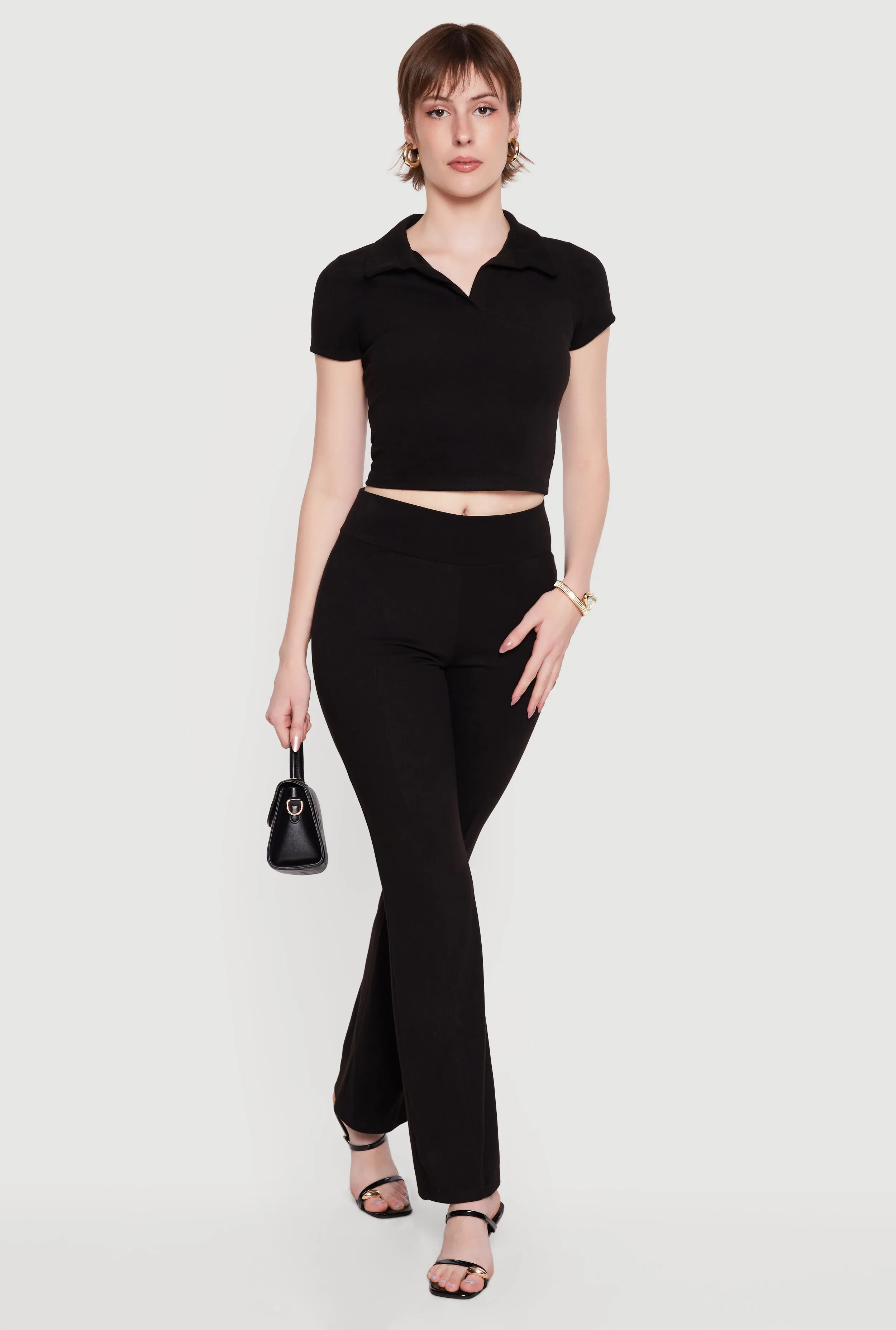 Brushed Rib Knit High Waisted Slim Leg Pants sold by Rainbow