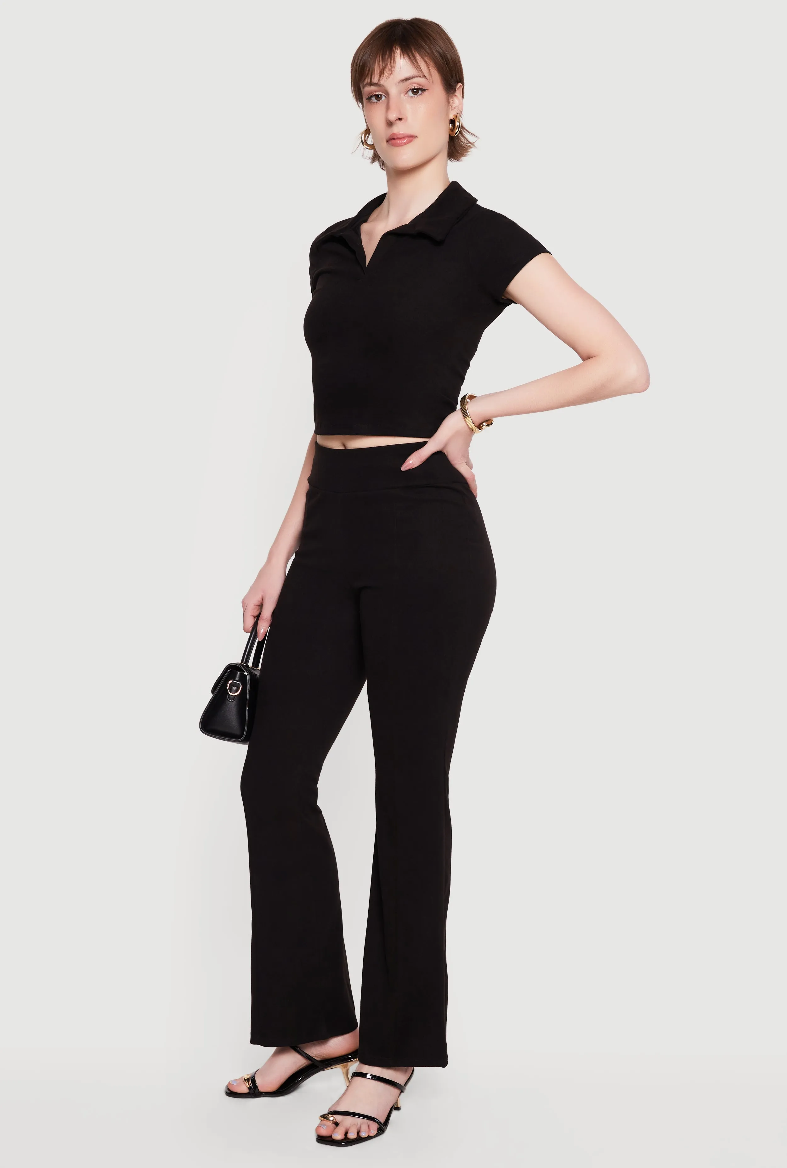 Brushed Rib Knit High Waisted Slim Leg Pants sold by Rainbow product image thumbnail 2