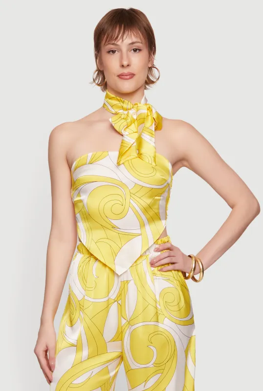 Satin Crop Tube Top with Scarf made by Rainbow