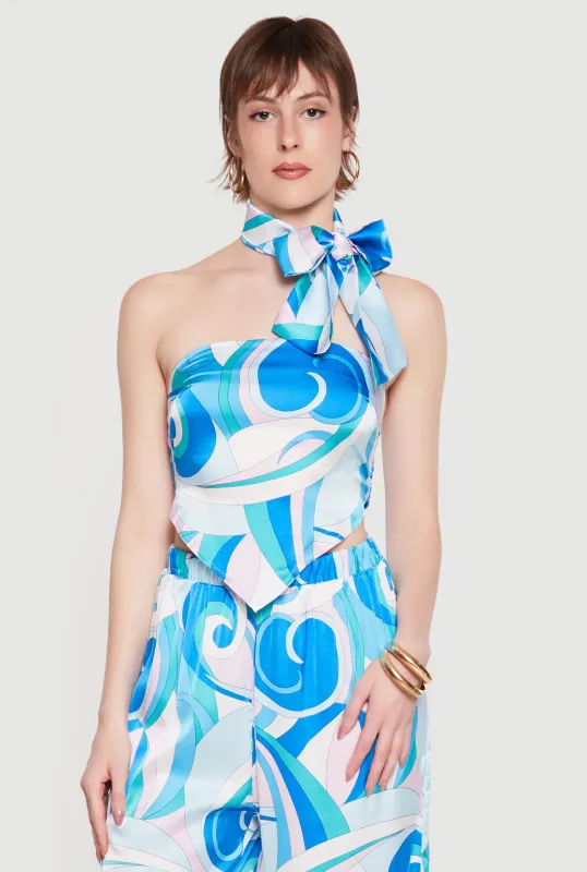 Satin Crop Tube Top with Scarf made by Rainbow