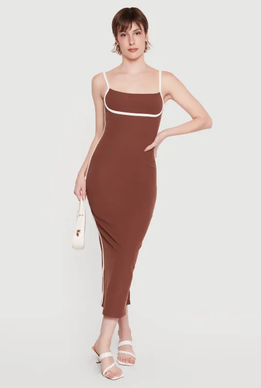 Contrast Trim Cami Midi Dress made by iris
