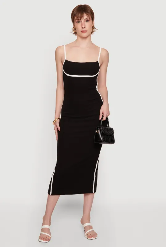 Contrast Trim Cami Midi Dress made by iris