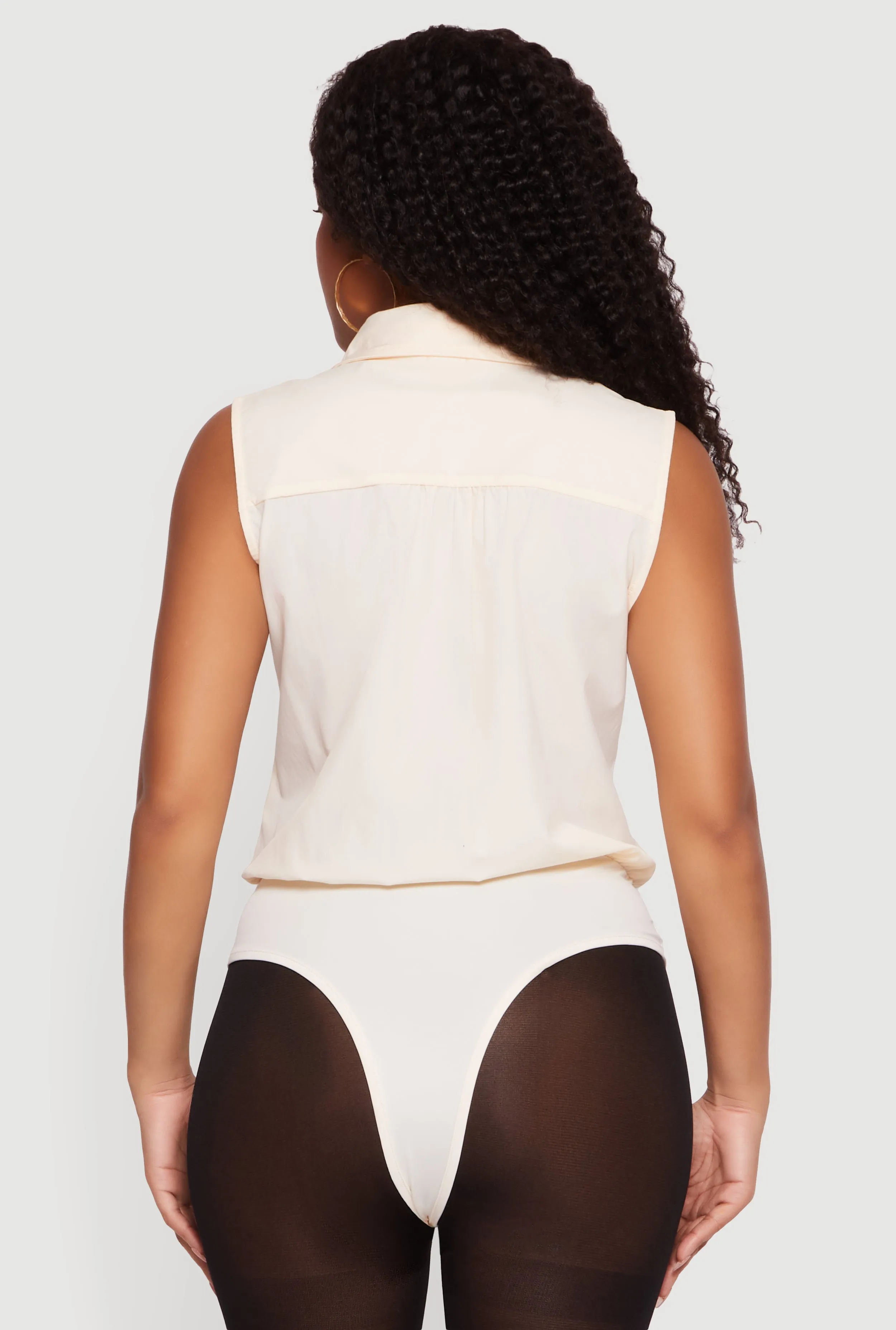Sleeveless Button Front Shirt Collar Bodysuit sold by Rainbow product image thumbnail 5