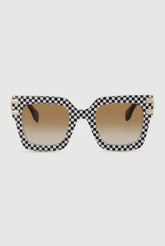 Ombre Lens Checkered Frame Sunglasses made by Rainbow