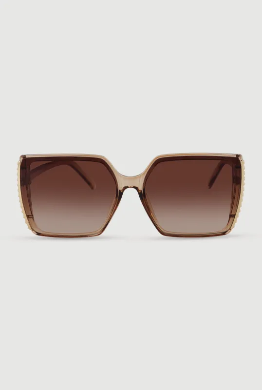 Metallic Side Rectangle Sunglasses made by Rainbow