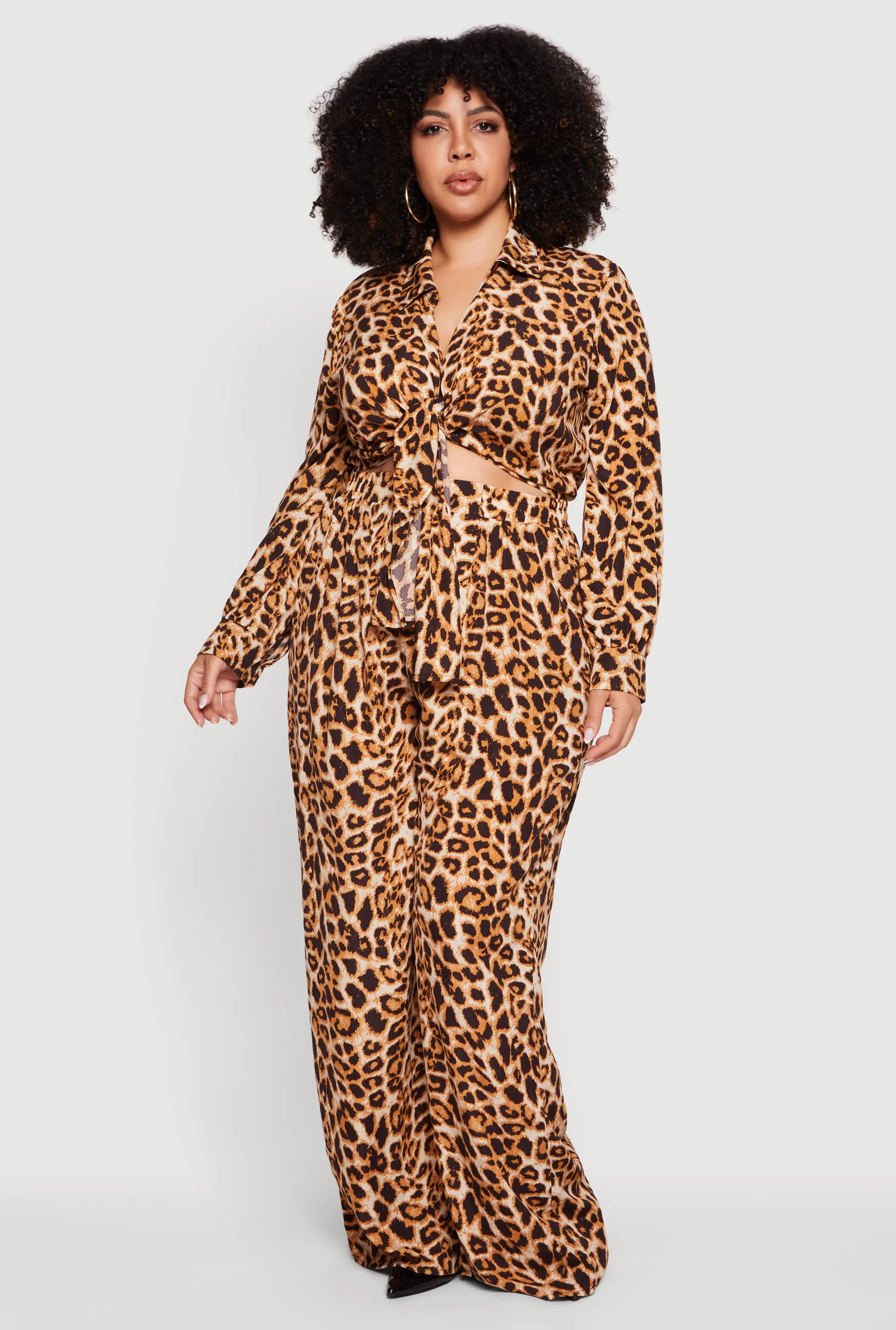 Plus Size Patterned Crepe Knit Wide Leg Pants sold by Rainbow