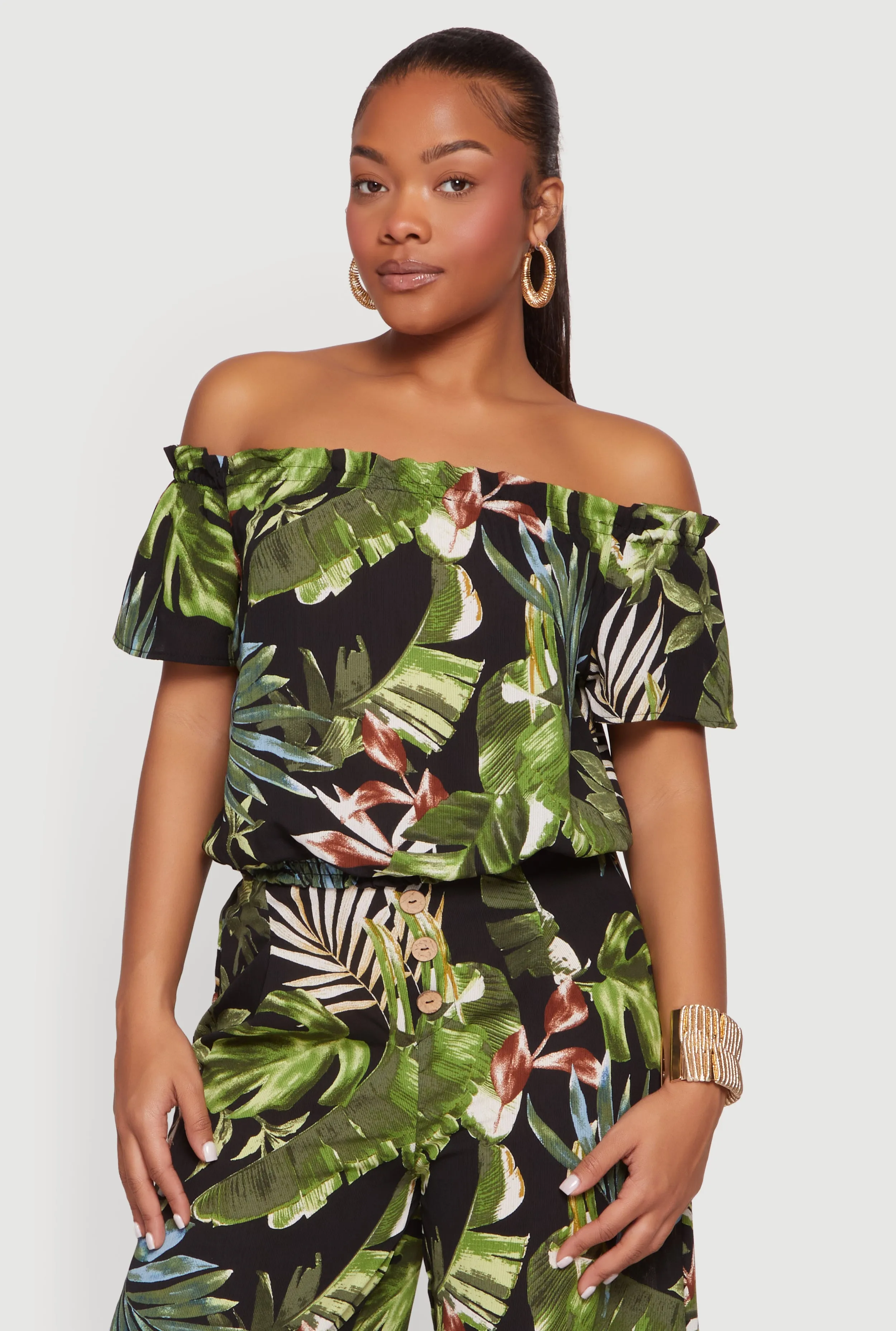 Leaf Print Off The Shoulder Top sold by Rainbow product image thumbnail 2