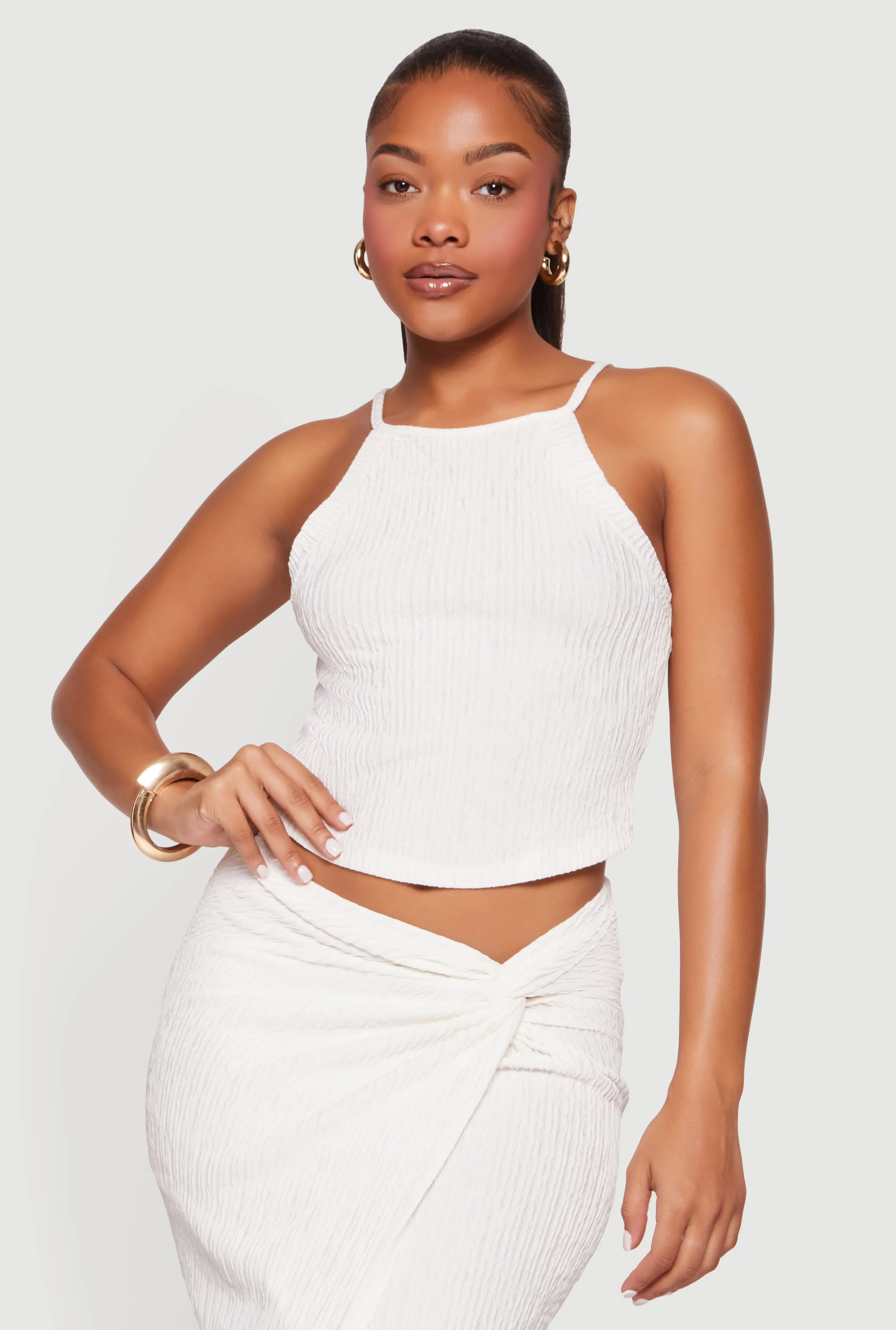 Sleeveless Halter Neck Crop Top sold by Rainbow