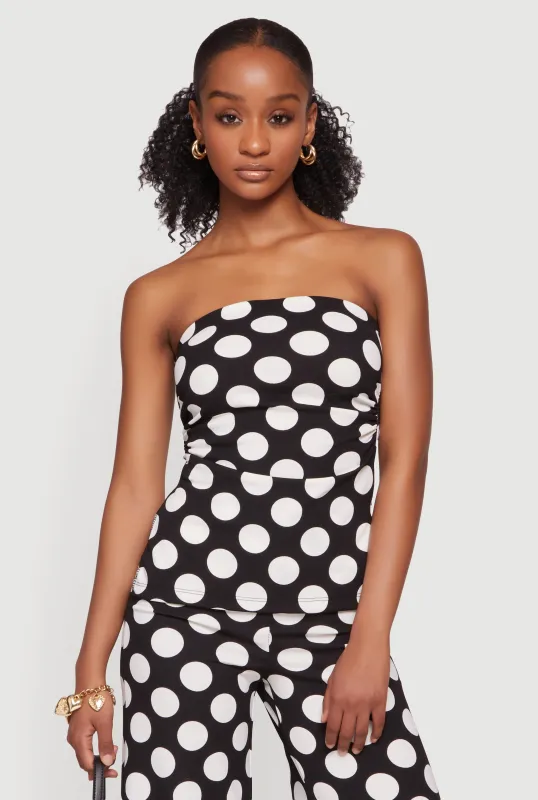 Polka Dot Side Ruched Tube Top made by Rainbow