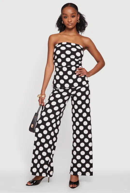 High Waisted Wide Leg Polka Dot Pants made by Rainbow