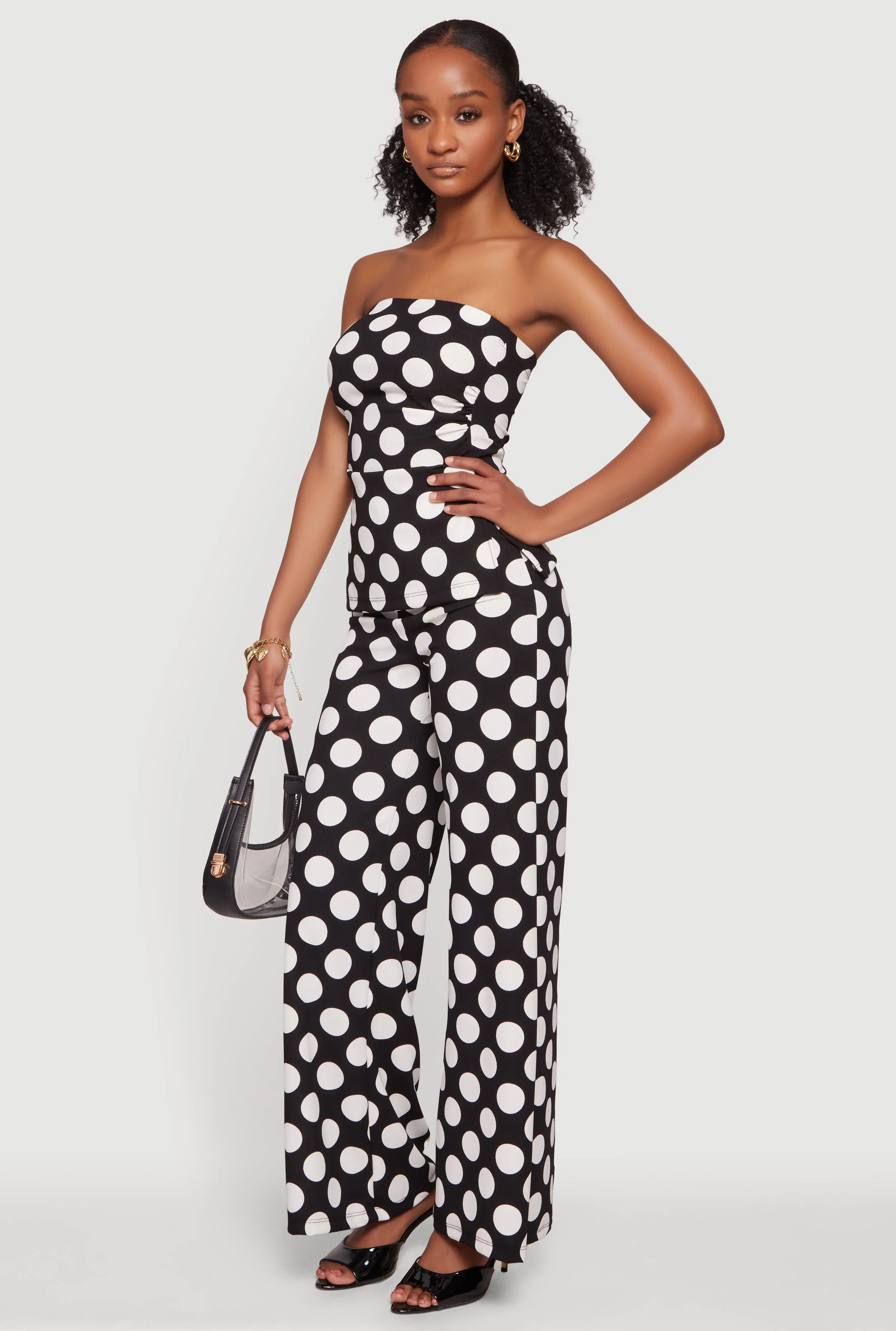 High Waisted Wide Leg Polka Dot Pants sold by Rainbow product image thumbnail 2