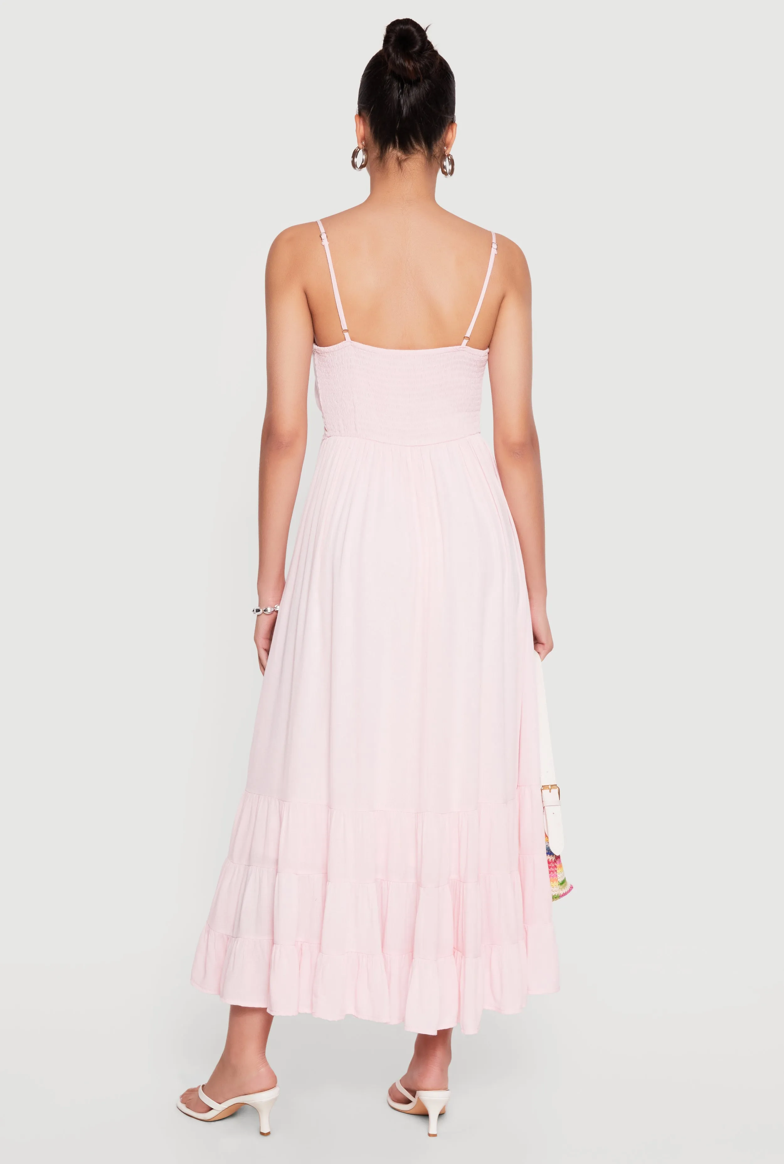 Tie Front Keyhole Tiered Cami Maxi Dress sold by Rainbow product image thumbnail 3