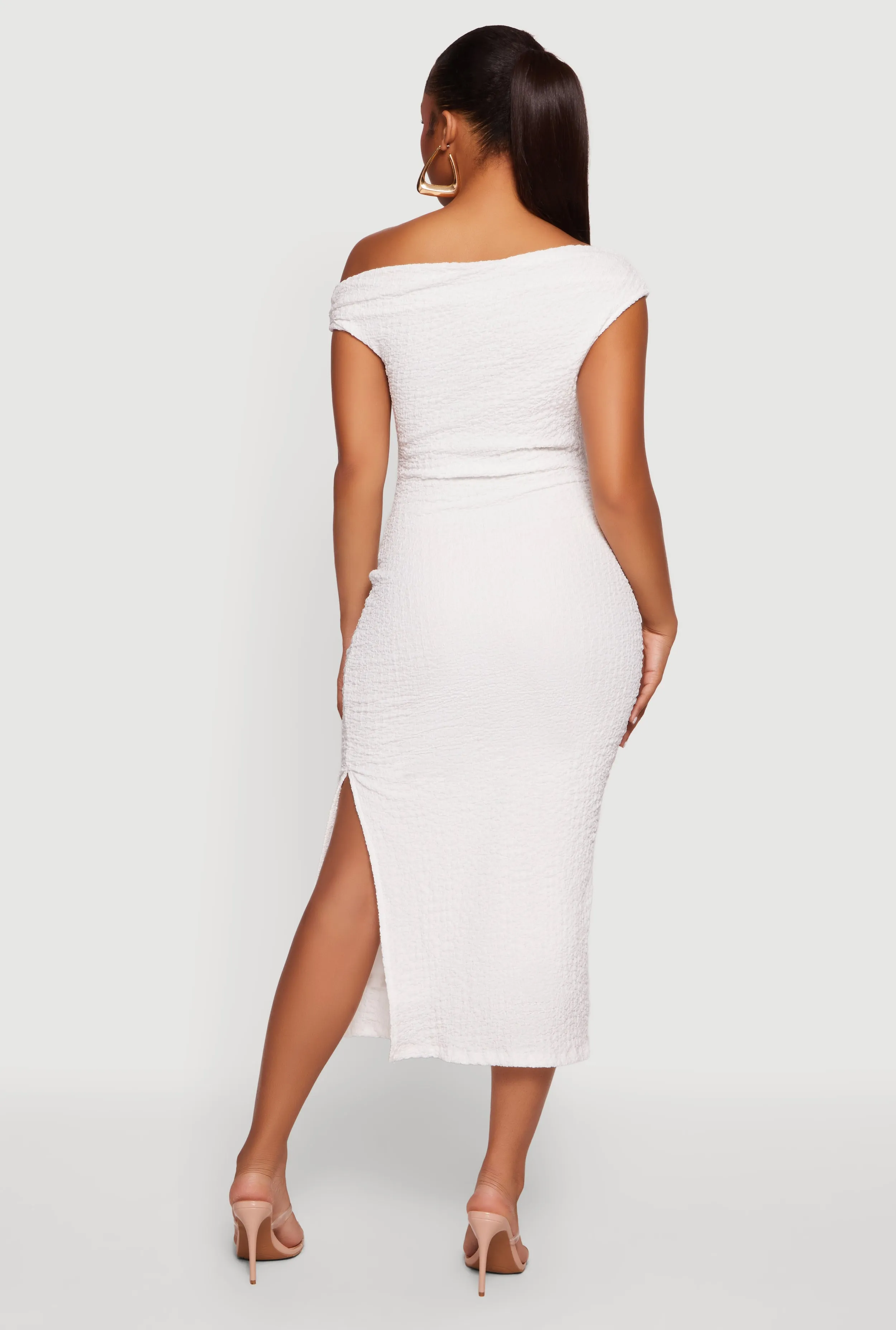 Textured Knit Sleeveless One Shoulder Midi Dress sold by Rainbow product image thumbnail 3