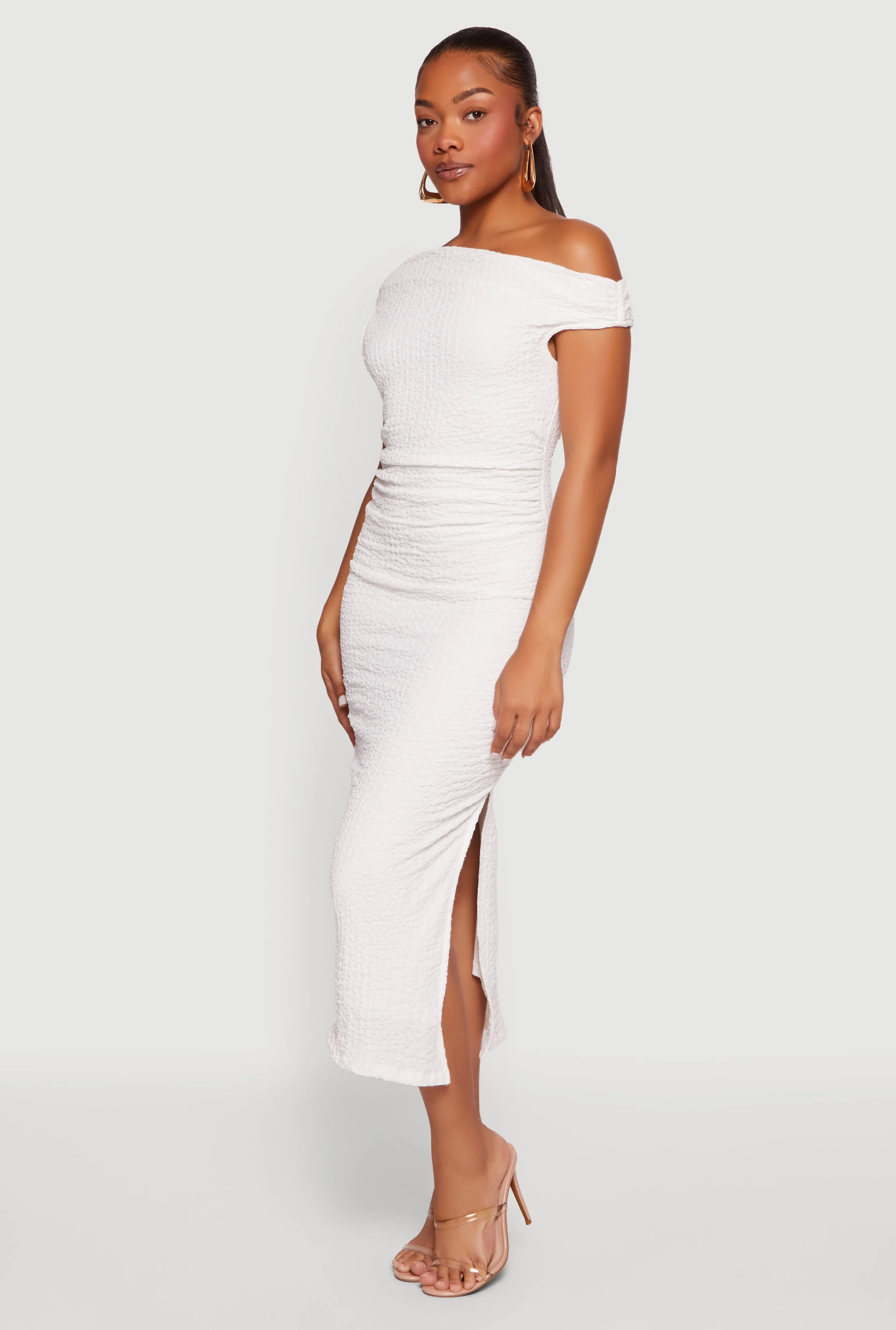 Textured Knit Sleeveless One Shoulder Midi Dress sold by Rainbow product image thumbnail 2