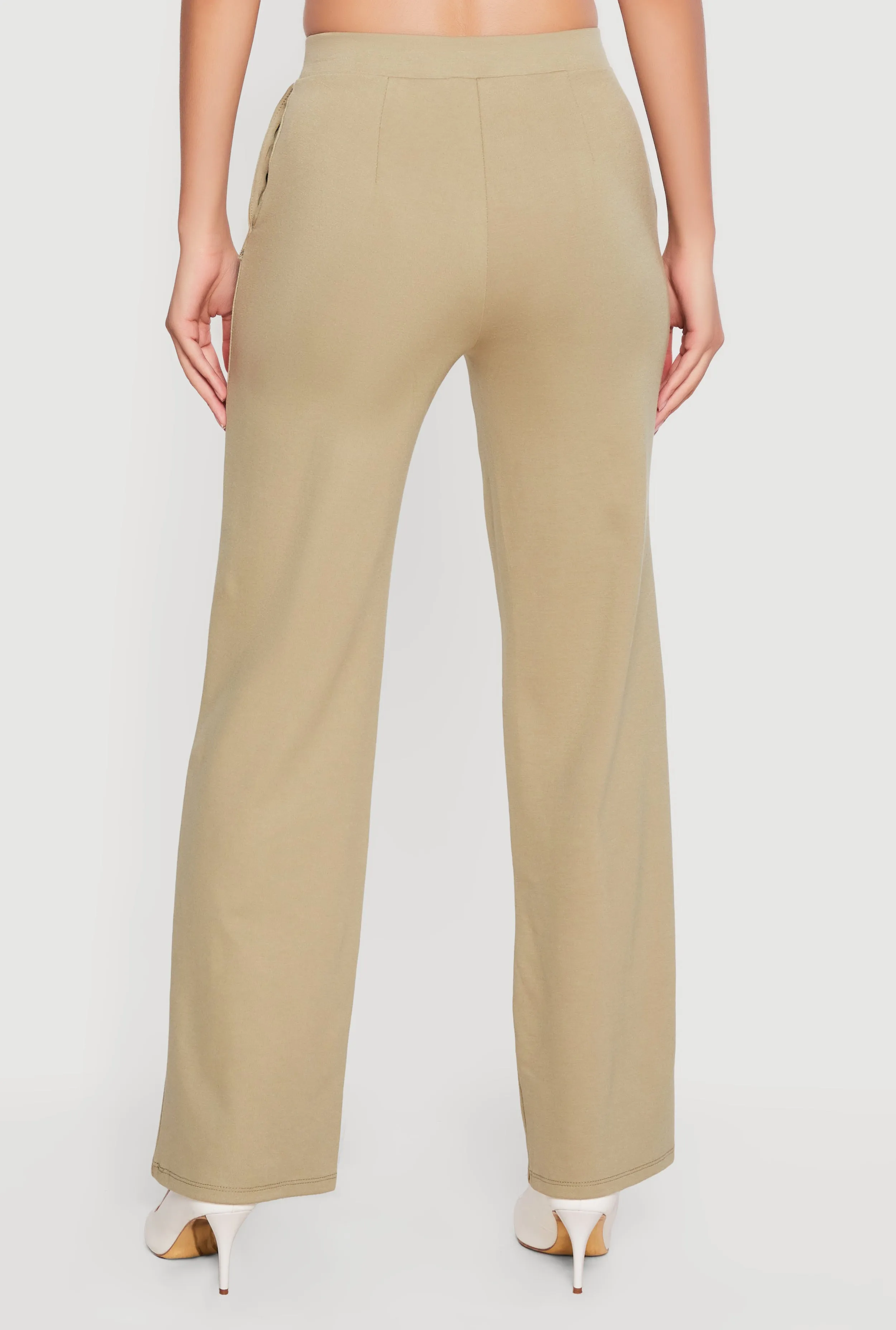 Pintuck Detail High Waisted Pull On Dress Pants sold by Rainbow product image thumbnail 5