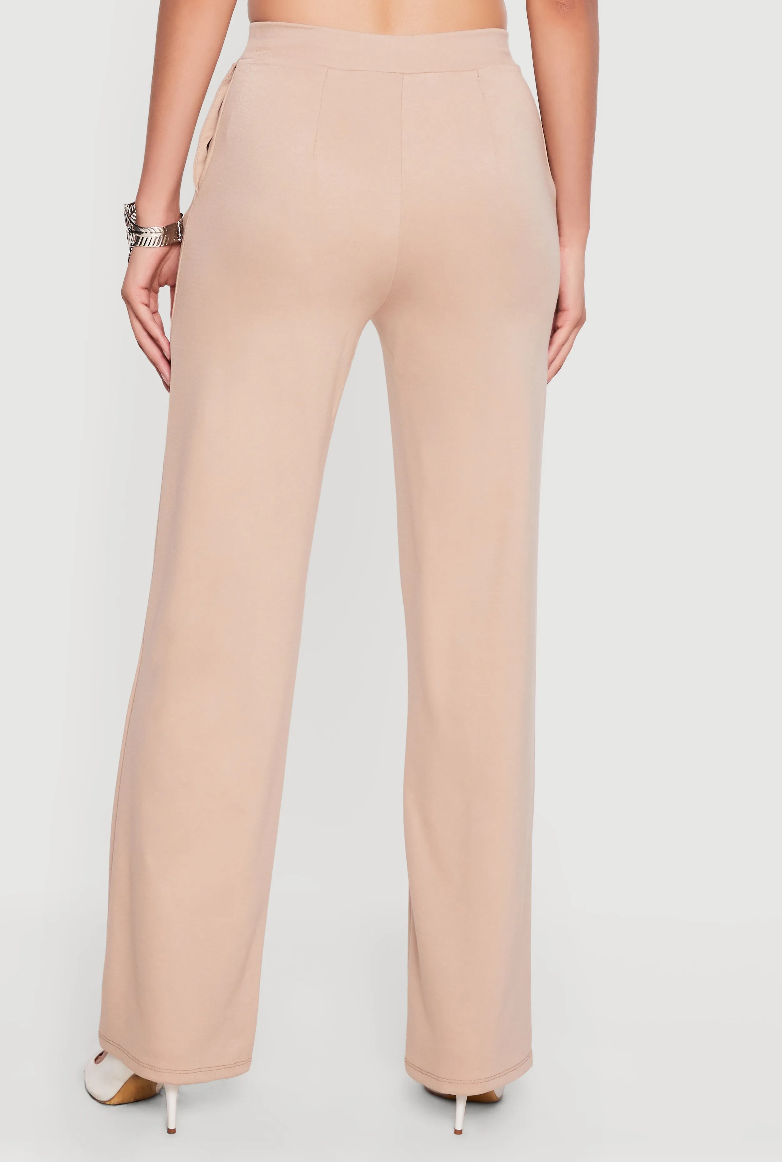 Pintuck Detail High Waisted Pull On Dress Pants sold by Rainbow product image thumbnail 5