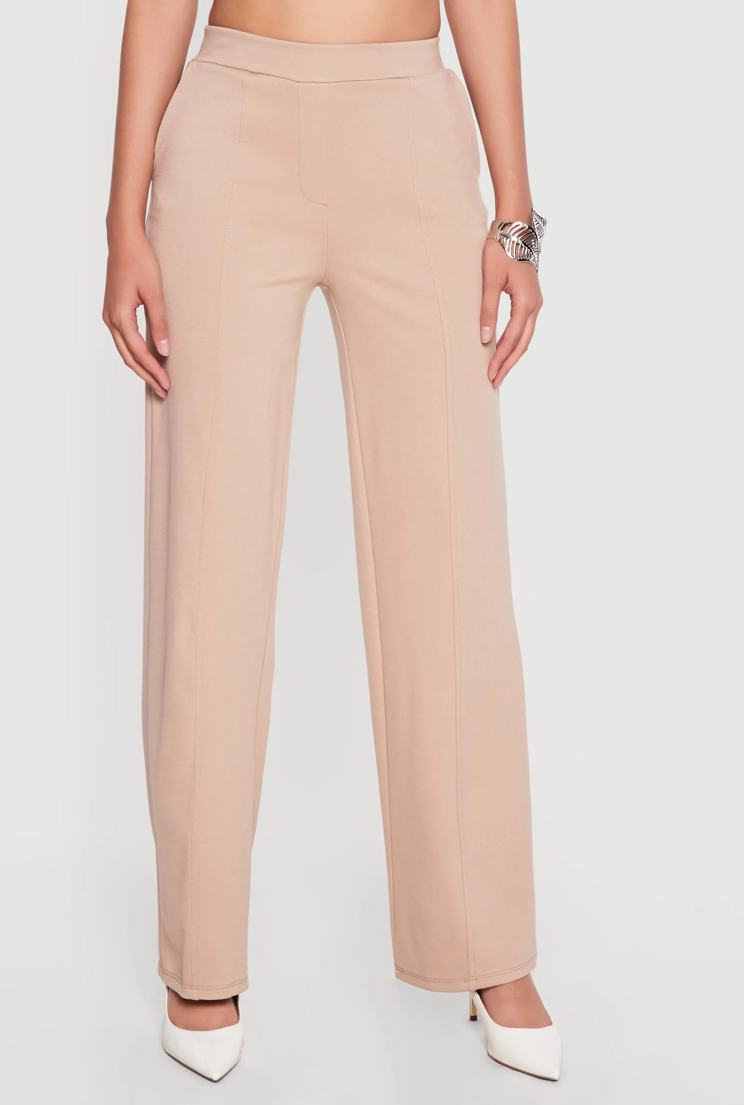 Pintuck Detail High Waisted Pull On Dress Pants sold by Rainbow product image thumbnail 3