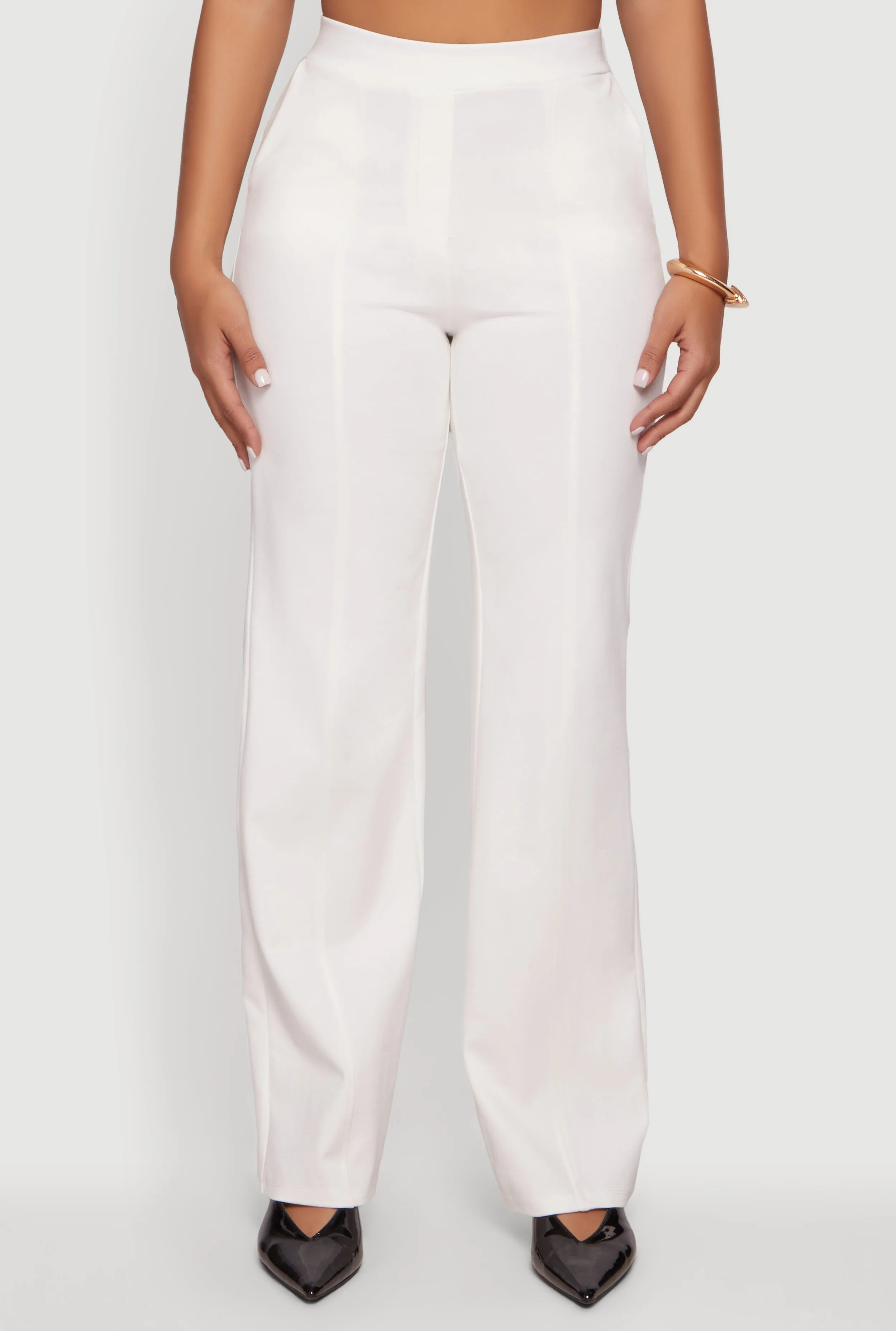 Pintuck Detail High Waisted Pull On Dress Pants sold by Rainbow product image thumbnail 3