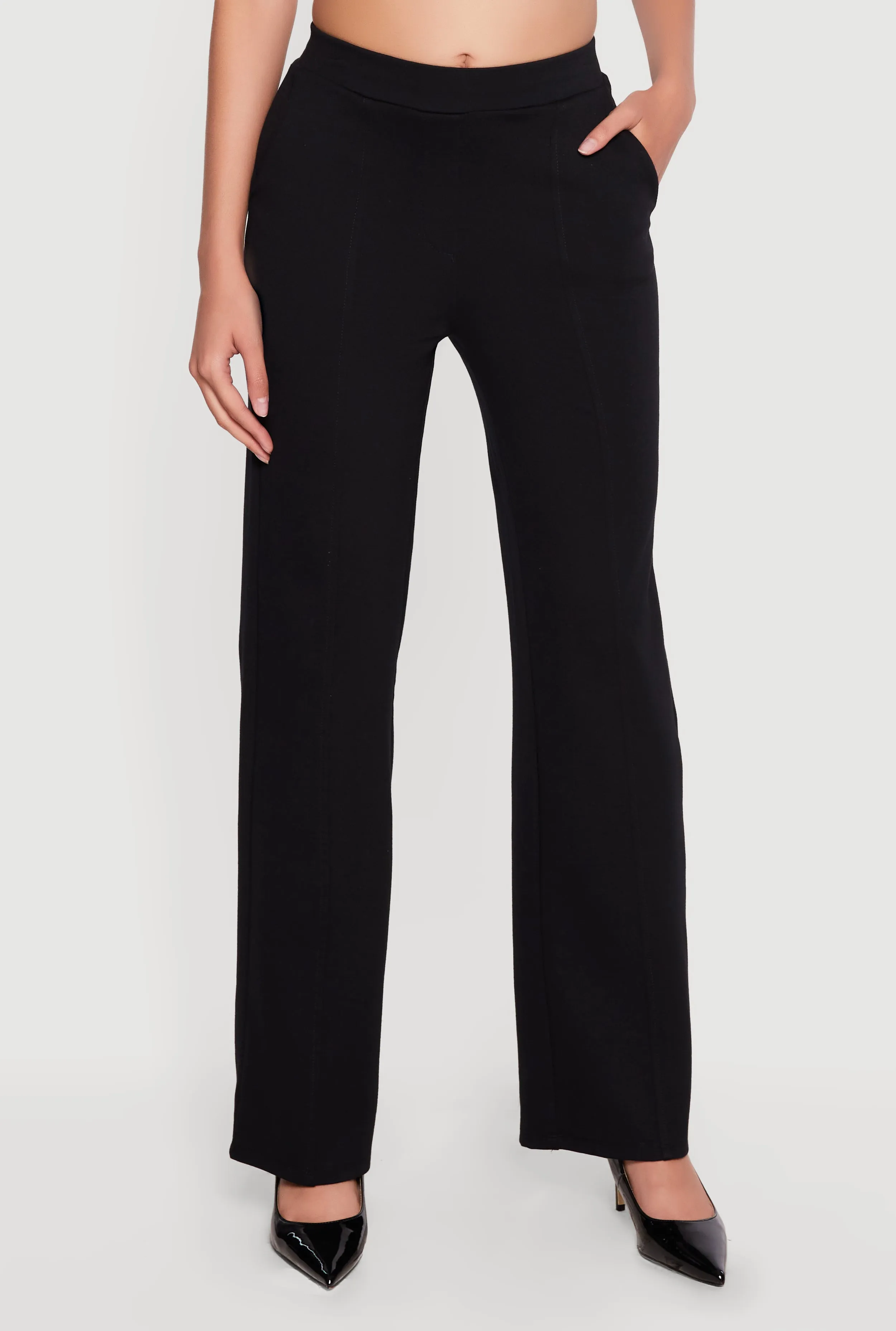 Pintuck Detail High Waisted Pull On Dress Pants sold by Rainbow product image thumbnail 3