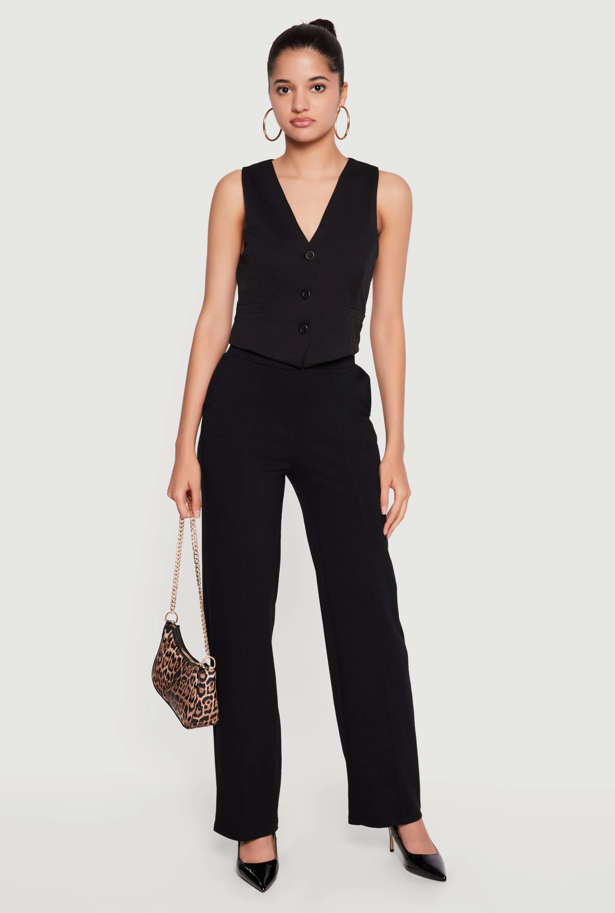 Pintuck Detail High Waisted Pull On Dress Pants sold by Rainbow
