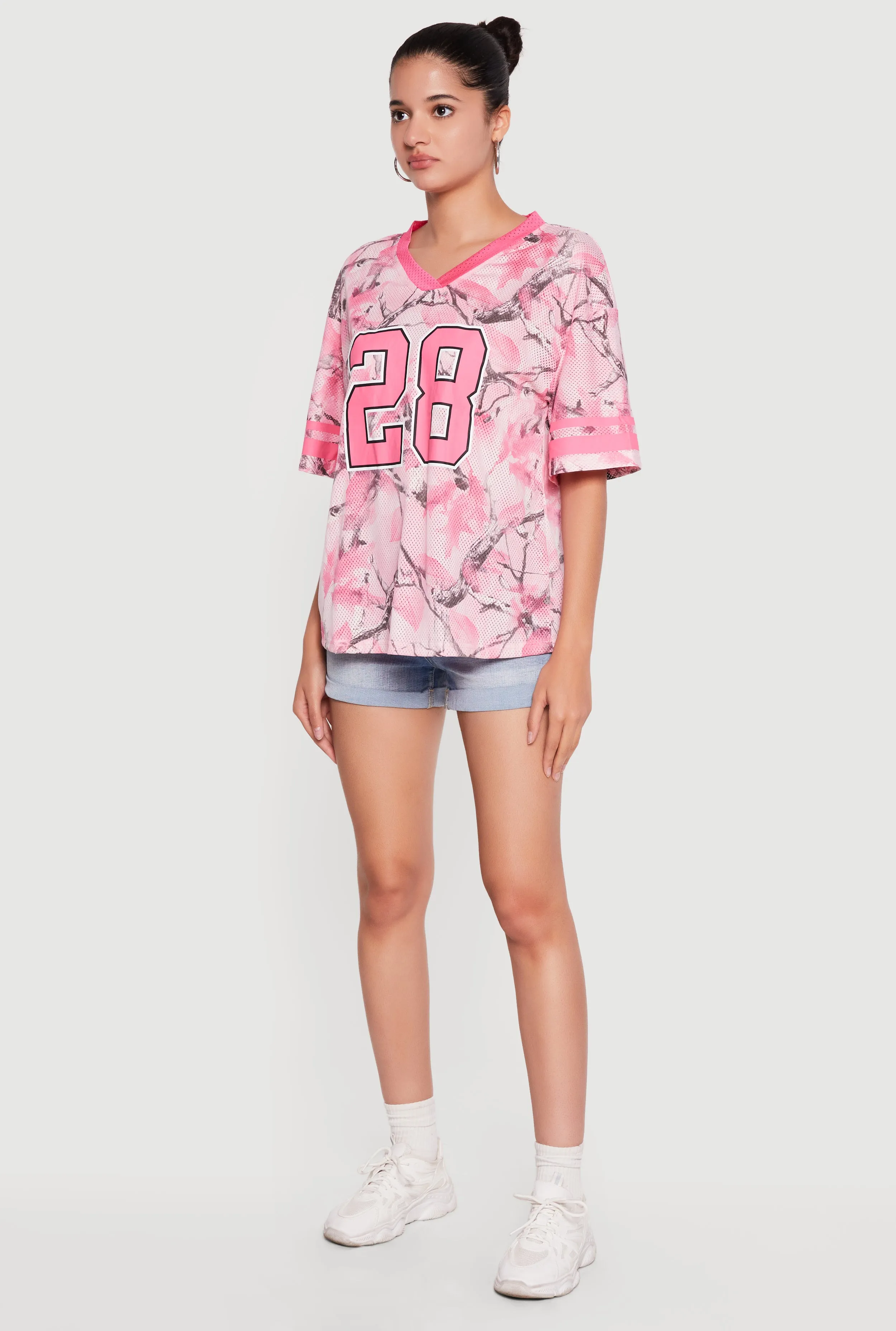Hunter Camo 28 Graphic Varsity Stripe Mesh Jersey sold by Rainbow product image thumbnail 3