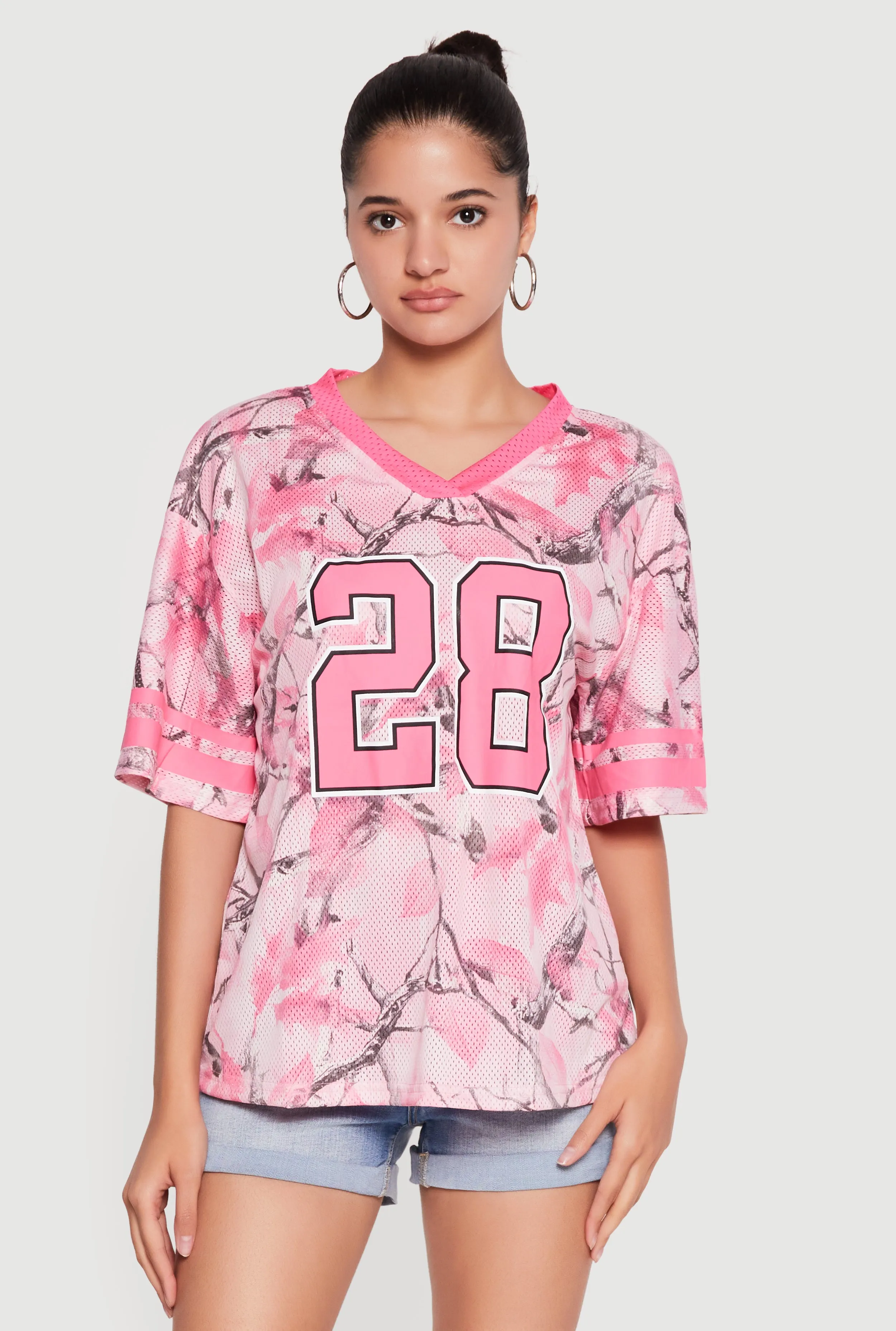 Hunter Camo 28 Graphic Varsity Stripe Mesh Jersey sold by Rainbow product image thumbnail 2
