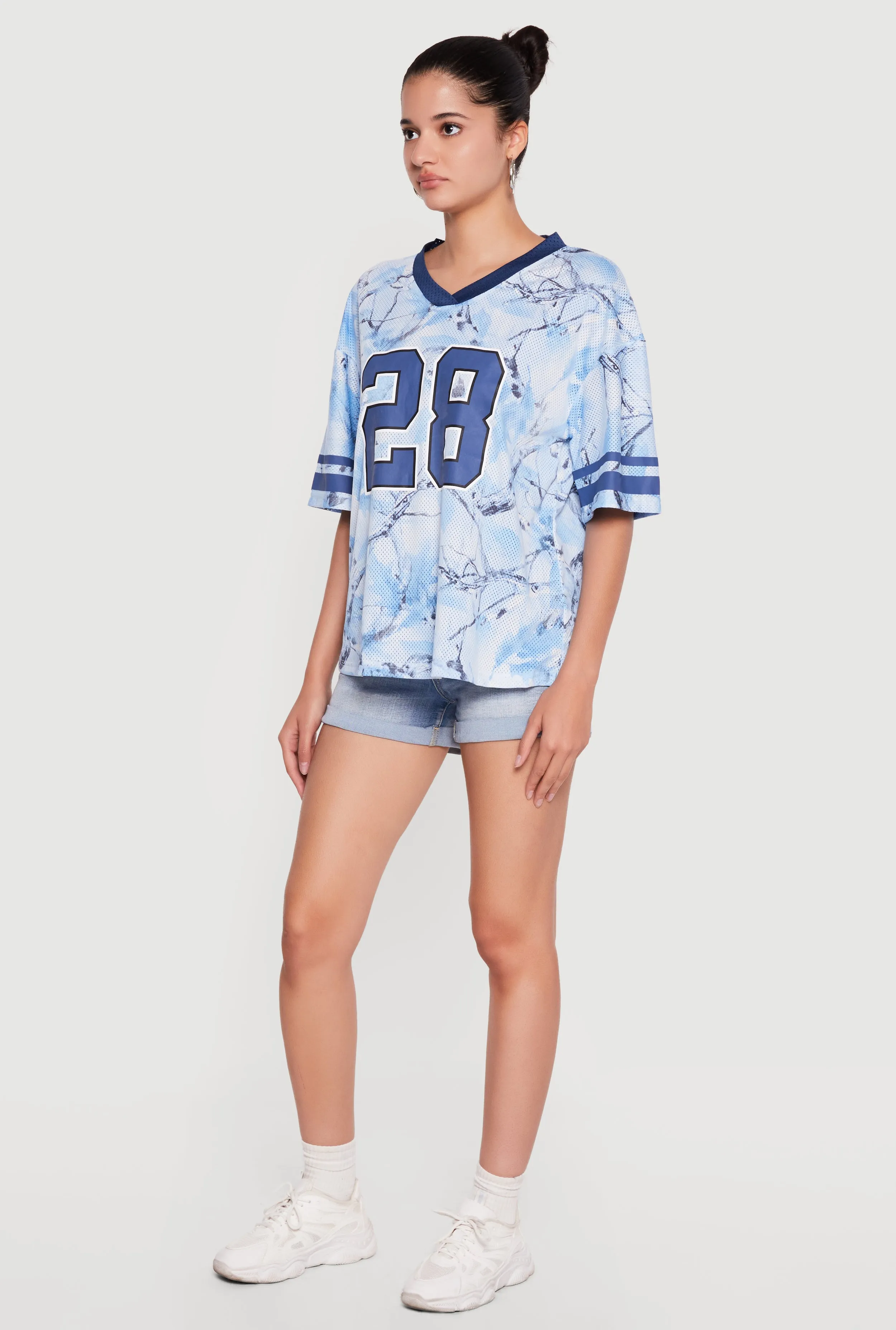 Hunter Camo 28 Graphic Varsity Stripe Mesh Jersey sold by Rainbow product image thumbnail 3