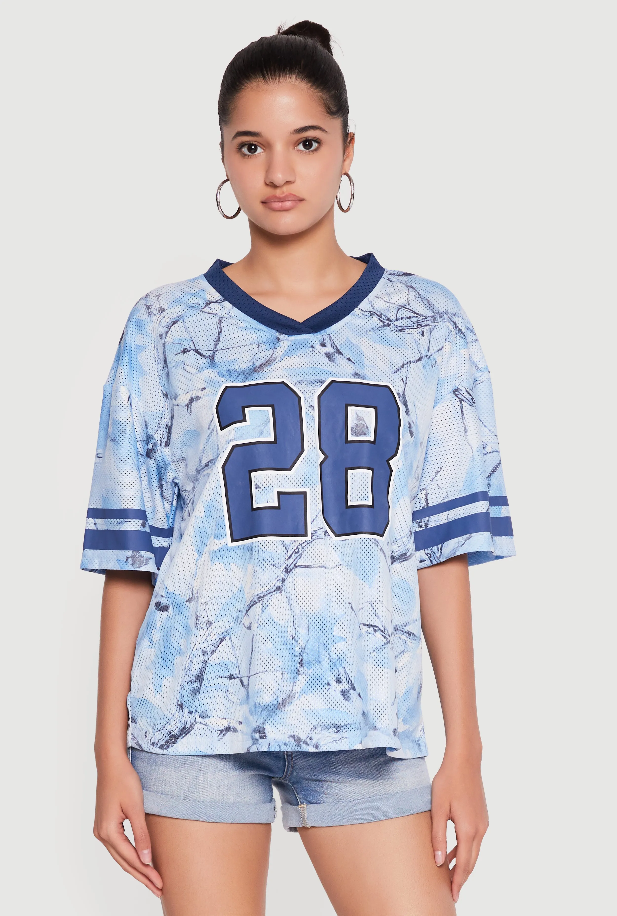 Hunter Camo 28 Graphic Varsity Stripe Mesh Jersey sold by Rainbow product image thumbnail 2