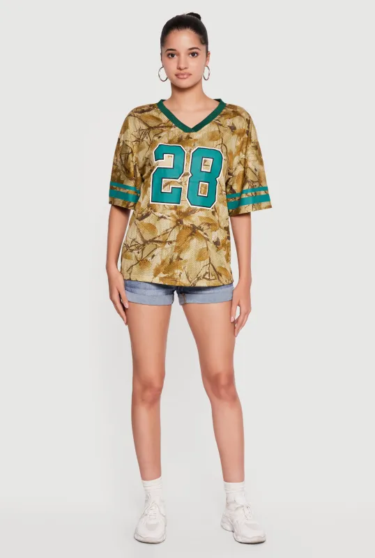 Hunter Camo 28 Graphic Varsity Stripe Mesh Jersey made by iris