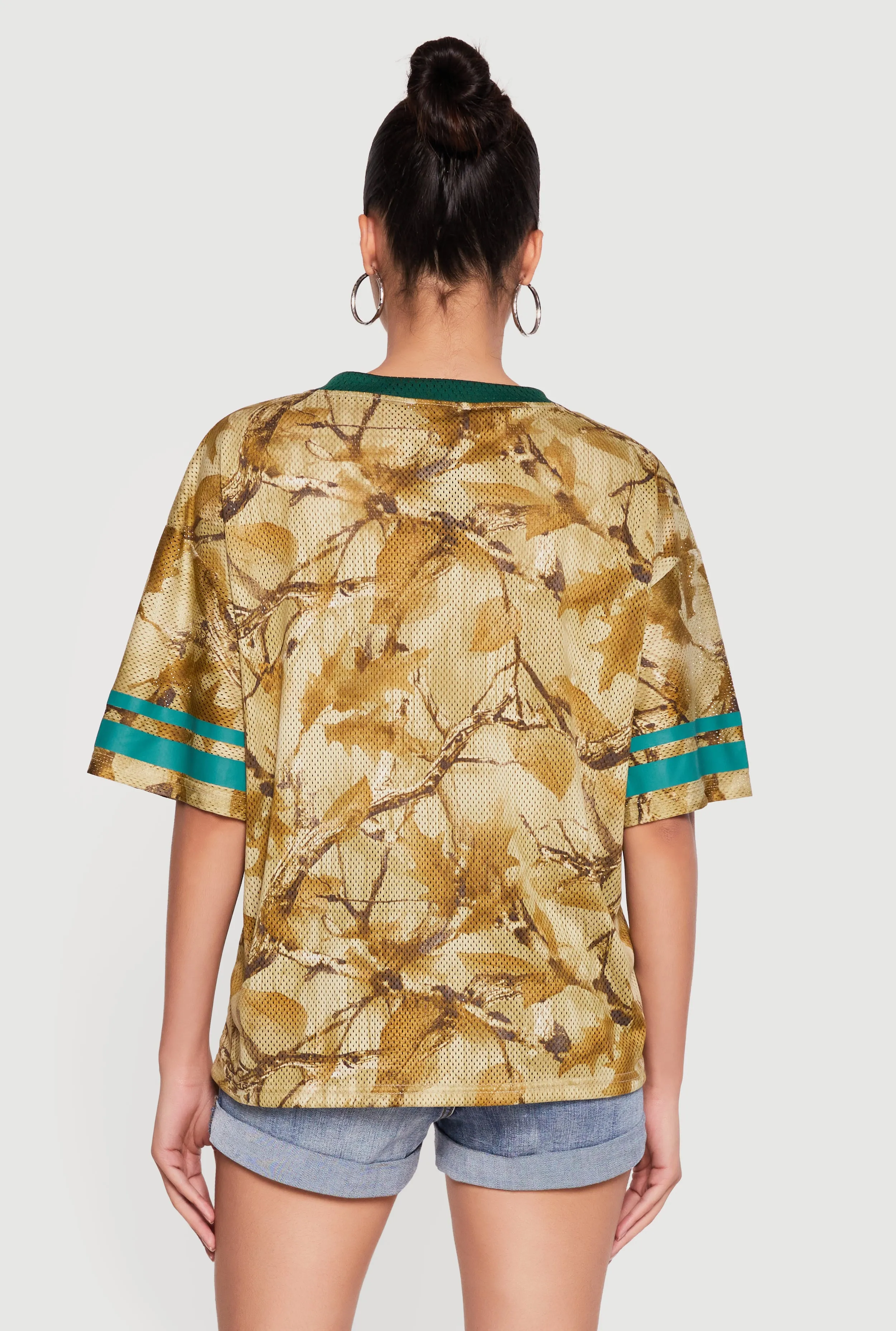 Hunter Camo 28 Graphic Varsity Stripe Mesh Jersey sold by Rainbow product image thumbnail 5