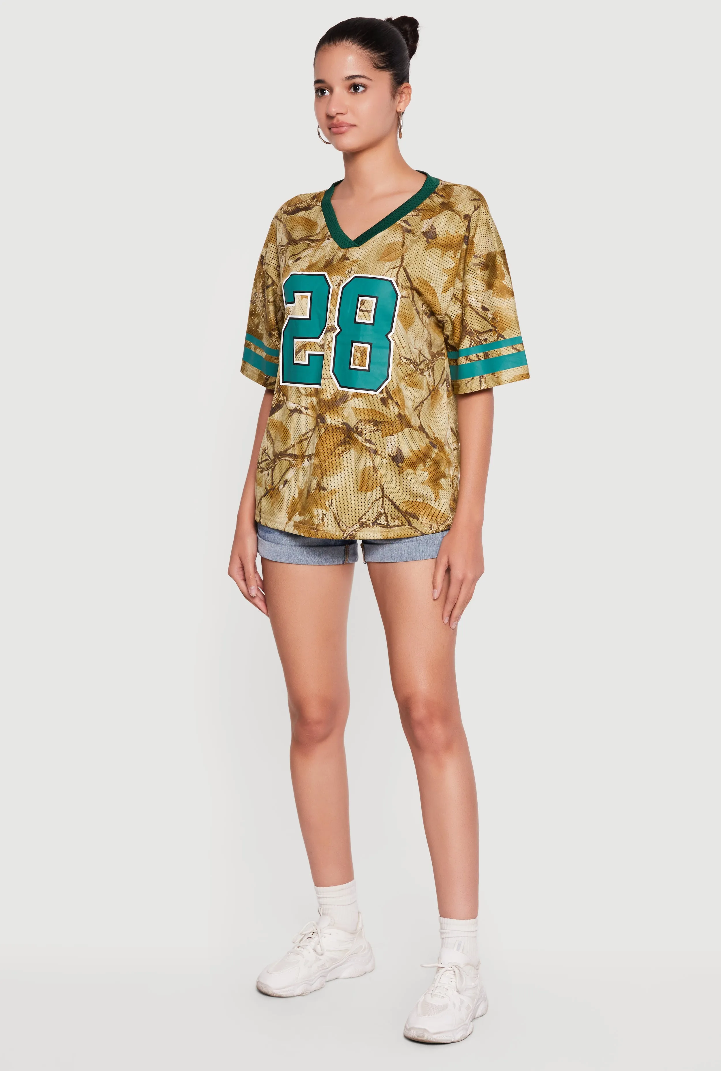 Hunter Camo 28 Graphic Varsity Stripe Mesh Jersey sold by Rainbow product image thumbnail 3