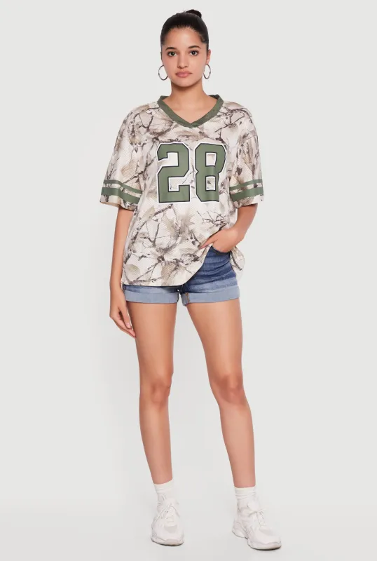 Hunter Camo 28 Graphic Varsity Stripe Mesh Jersey made by iris