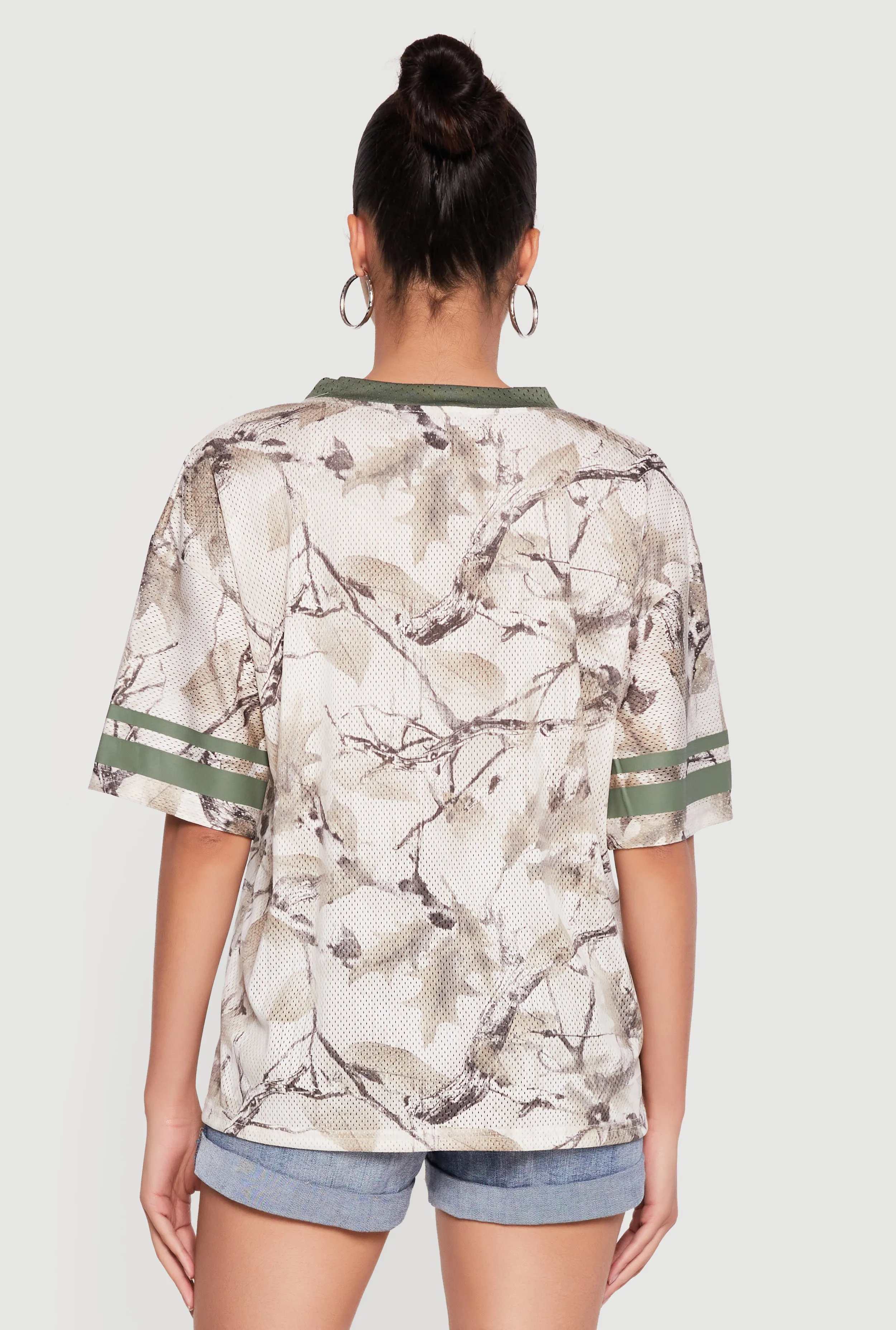 Hunter Camo 28 Graphic Varsity Stripe Mesh Jersey sold by Rainbow product image thumbnail 5