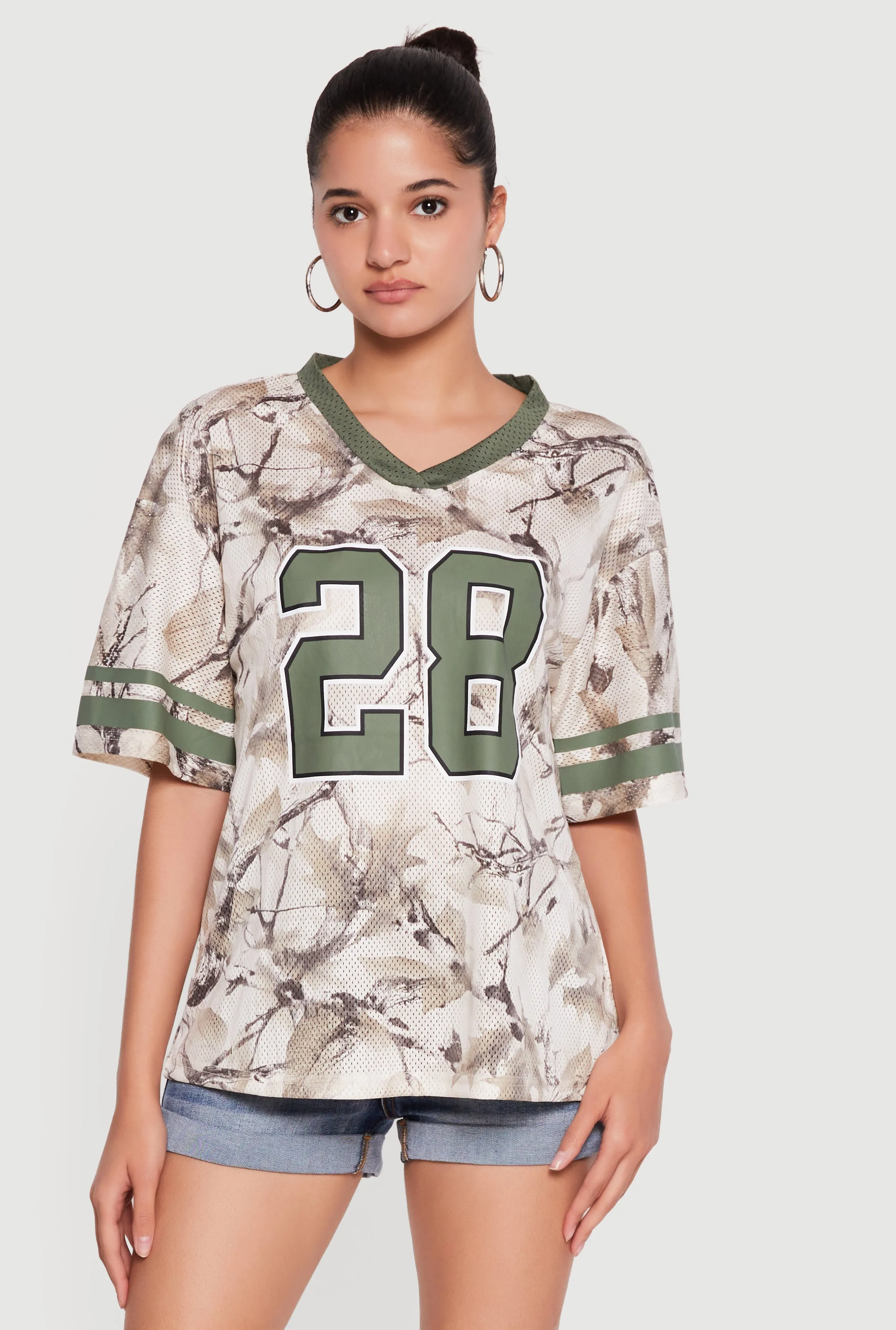 Hunter Camo 28 Graphic Varsity Stripe Mesh Jersey sold by Rainbow product image thumbnail 2